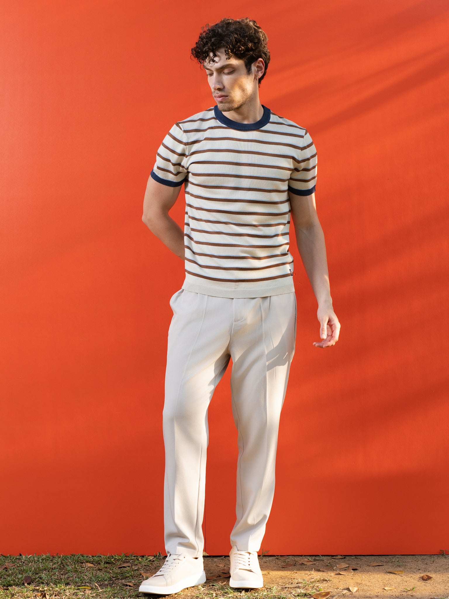 DEEDAT PORTOFINO Striped Tees - Beige