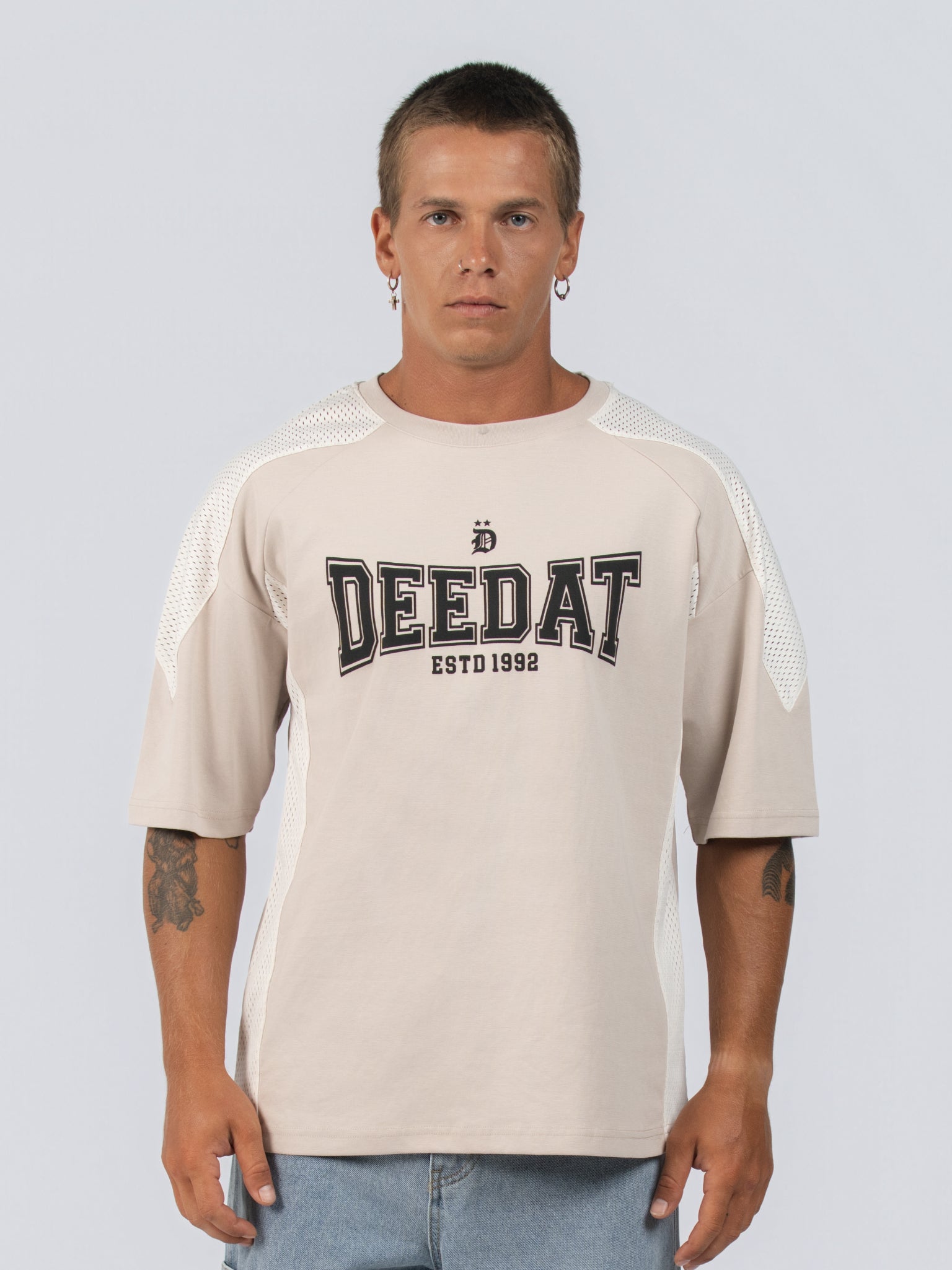 DEEDAT MNML WRLD Oversized Tee Shirt - Beige