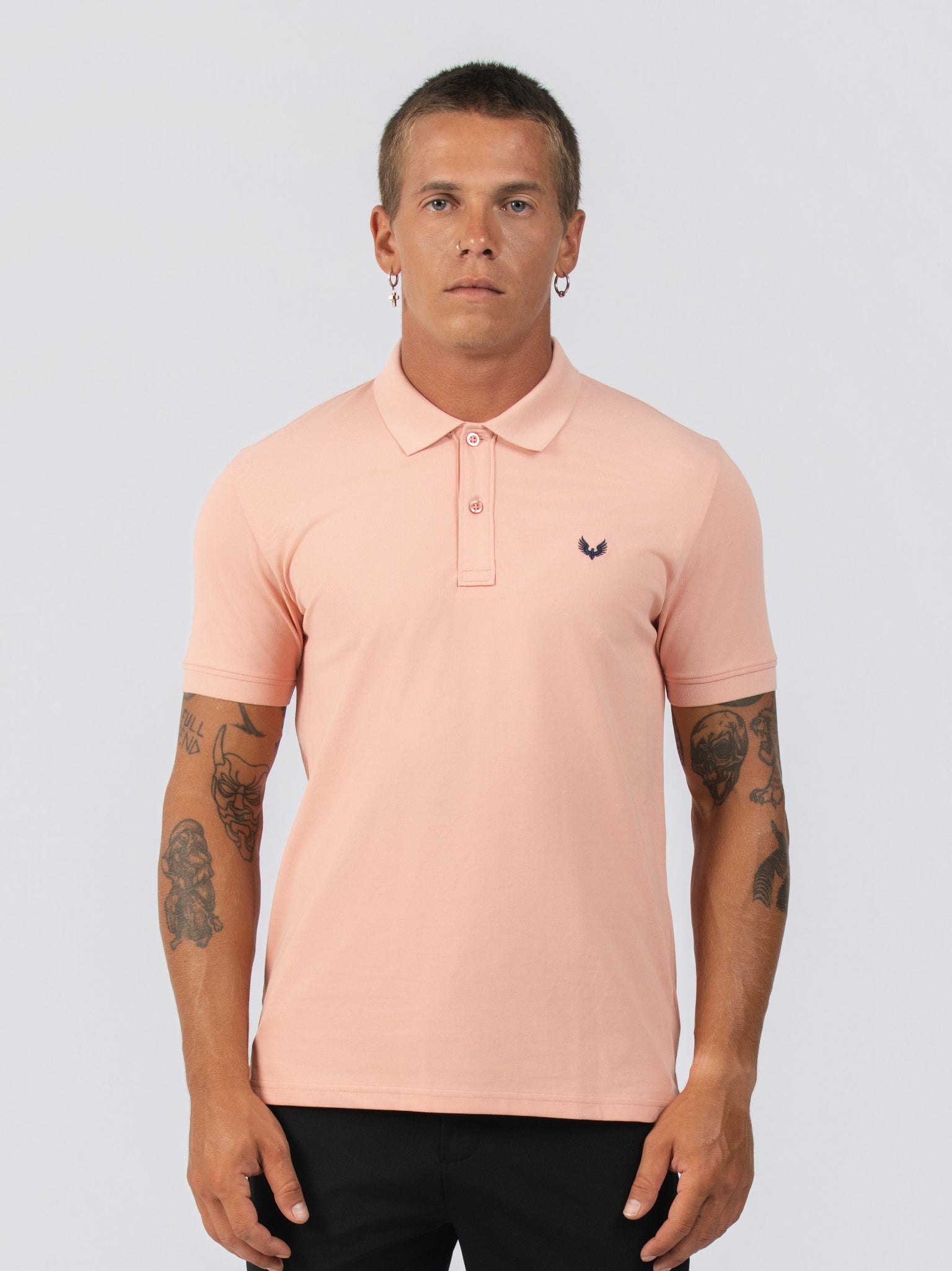 DEEDAT Short Sleeve Polo Slim Fit Tees - Peach