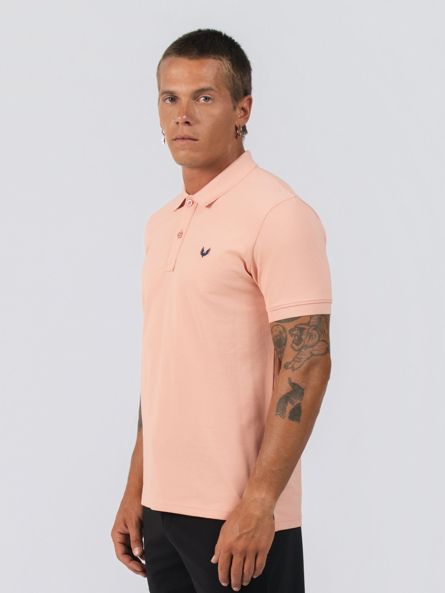 DEEDAT Short Sleeve Polo Slim Fit Tees - Peach