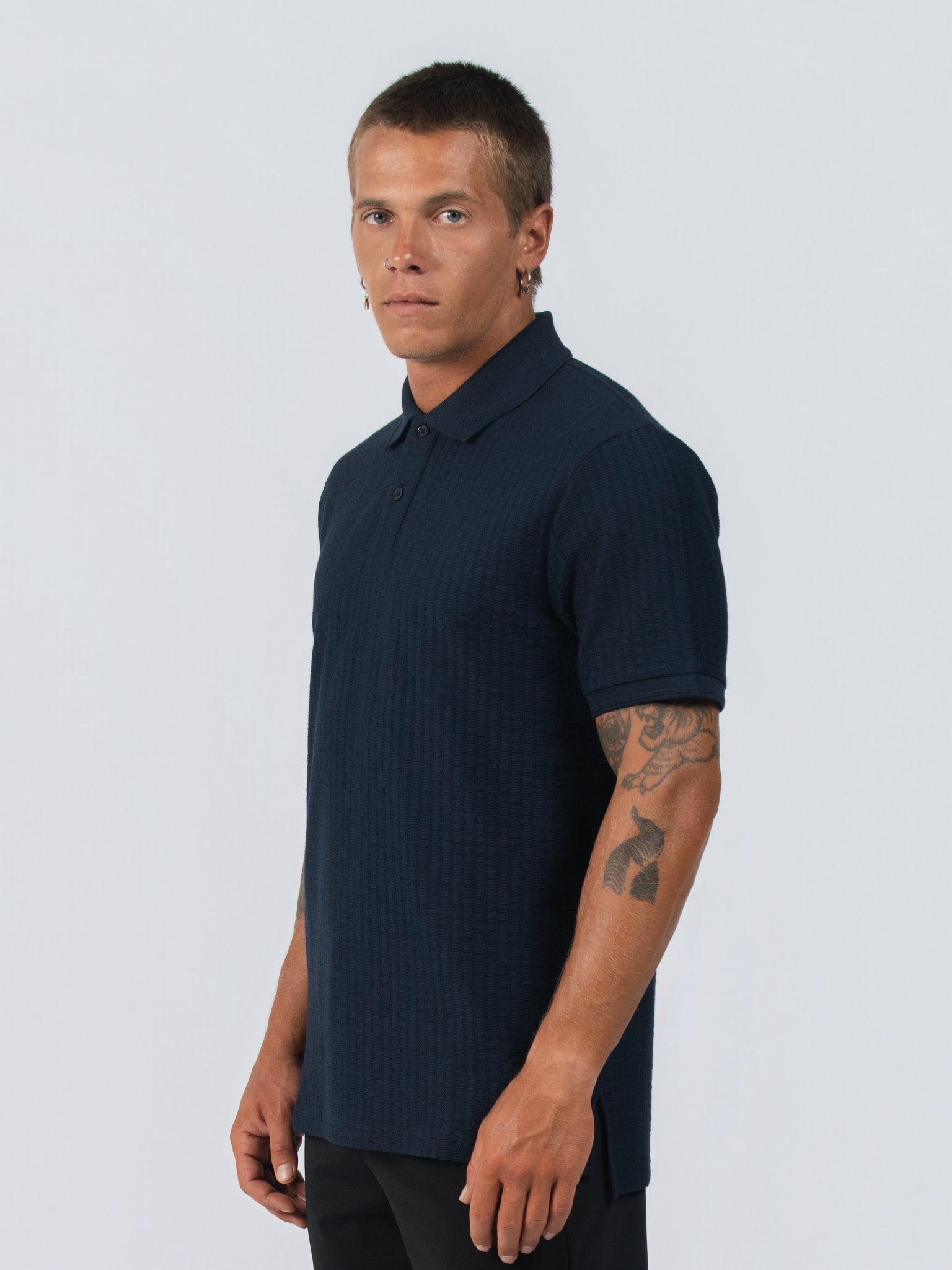 DEEDAT Short Sleeve Polo Slim Fit Tees -Navy