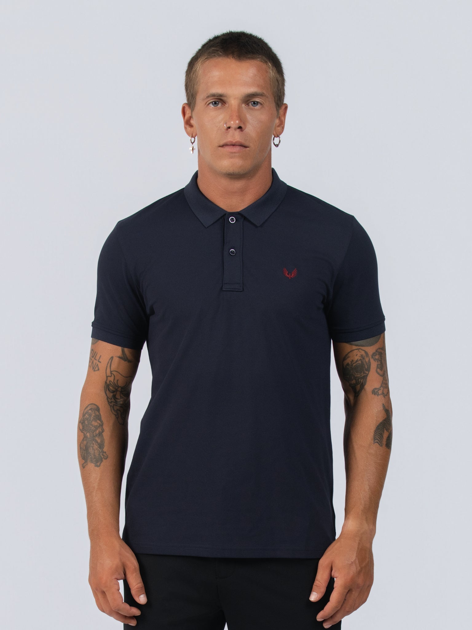 DEEDAT Short Sleeve Polo Slim Fit Tees - Navy