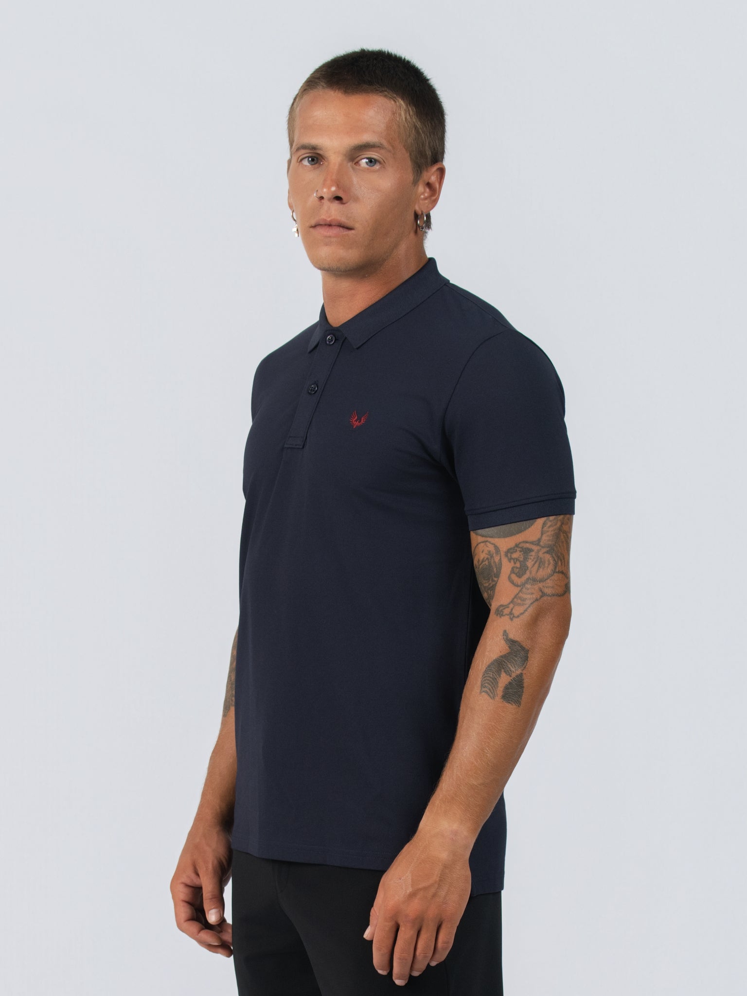DEEDAT Short Sleeve Polo Slim Fit Tees - Navy