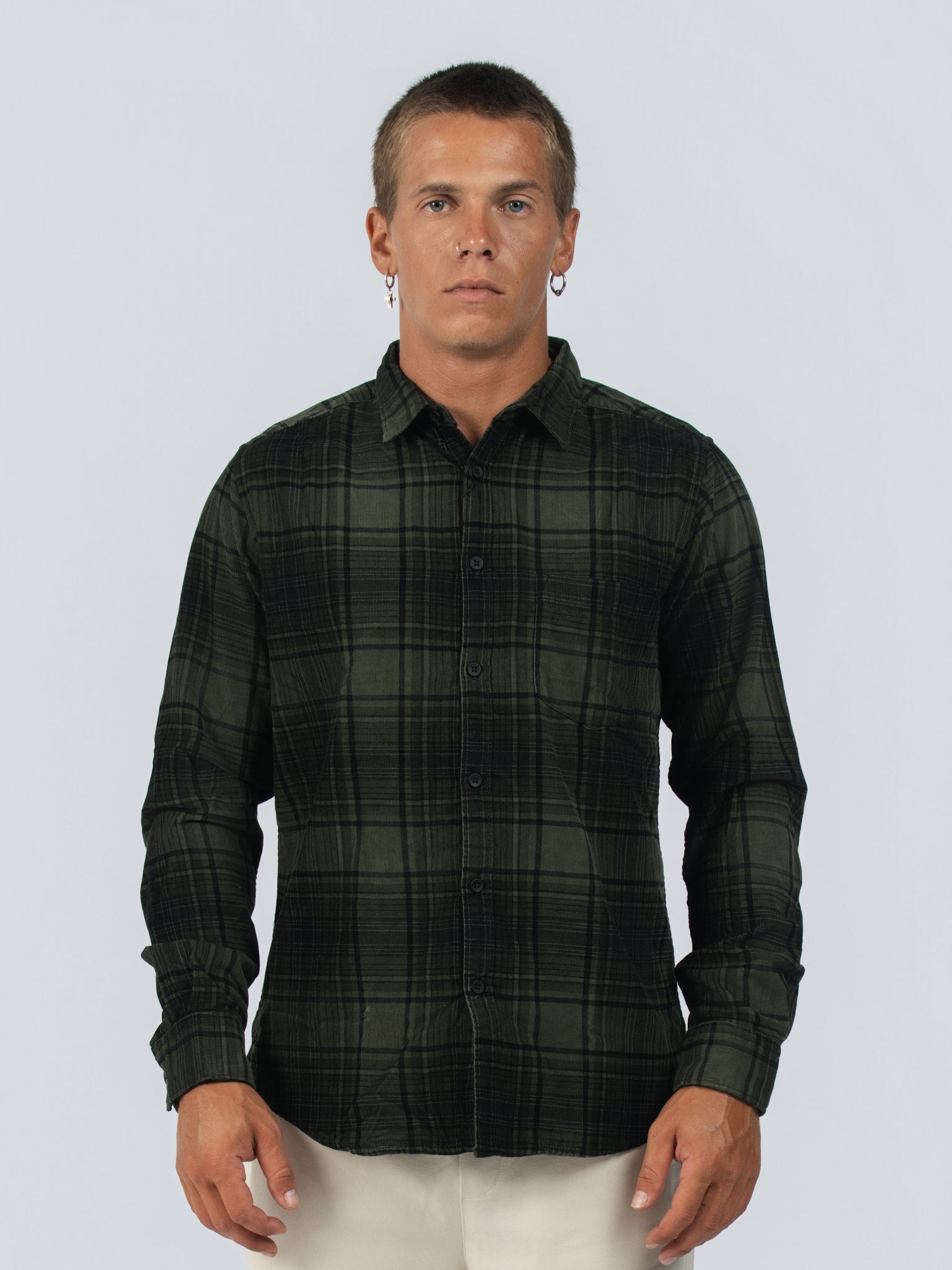 DEEDAT Slim Fit Long Sleeve Shirt - Dark Green