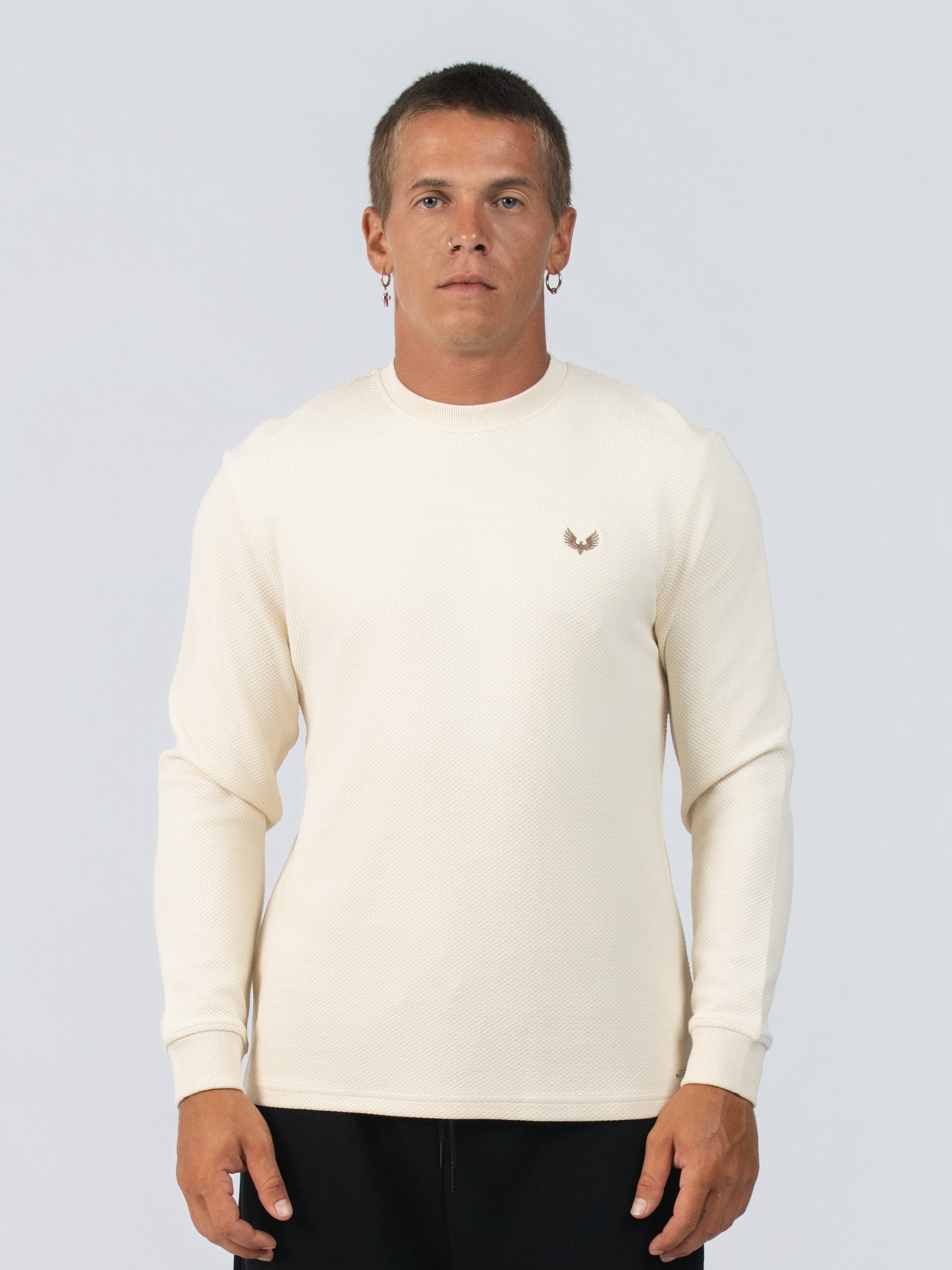 DEEDAT Popcorn Long sleeve Crew Neck Tees - Off White