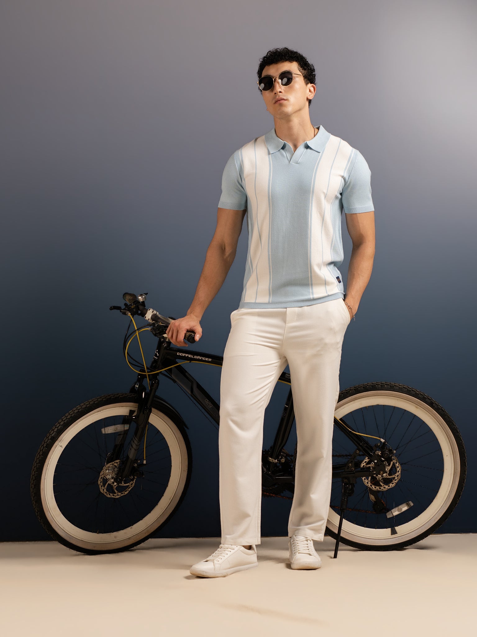 DEEDAT PORTOFINO Short Sleeve Polo Slim Fit Tees - Light Blue