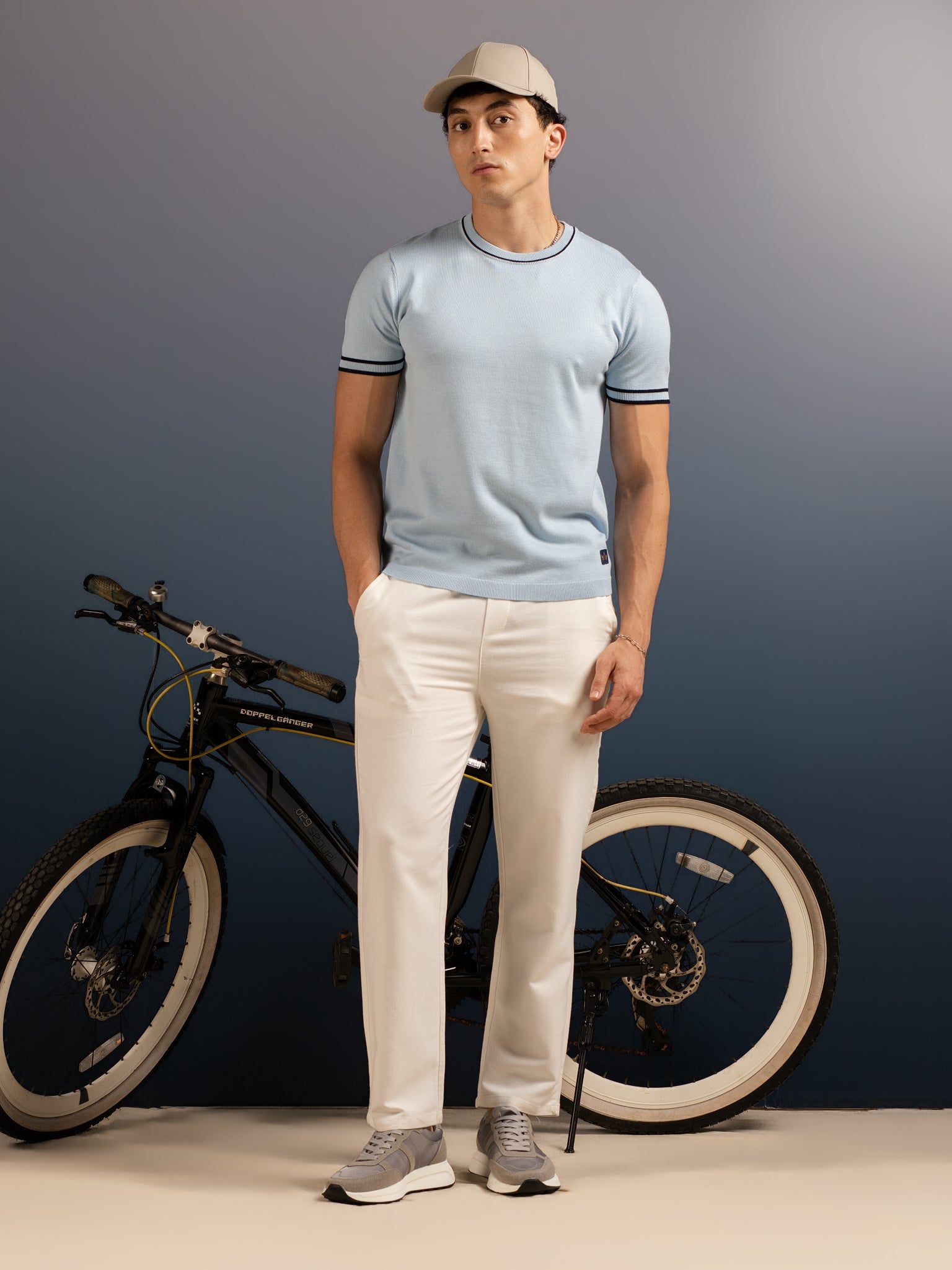 DEEDAT PORTOFINO Crew Neck Short Sleeve Slim Fit Tees - Light Blue