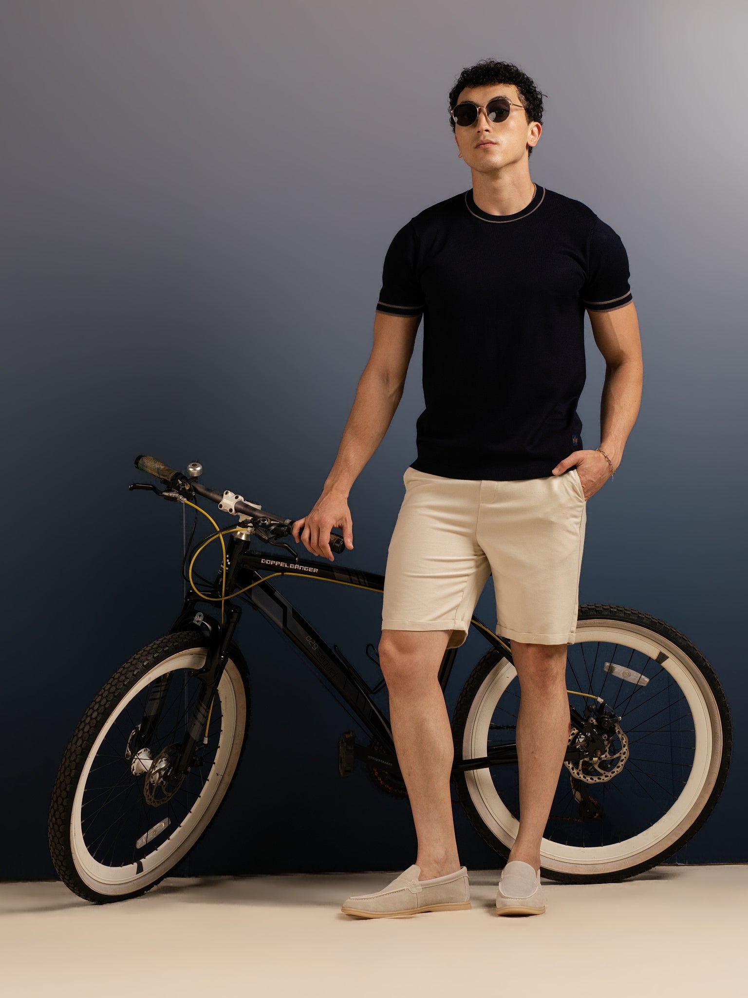 DEEDAT PORTOFINO Crew Neck Short Sleeve Slim Fit Tees - Navy