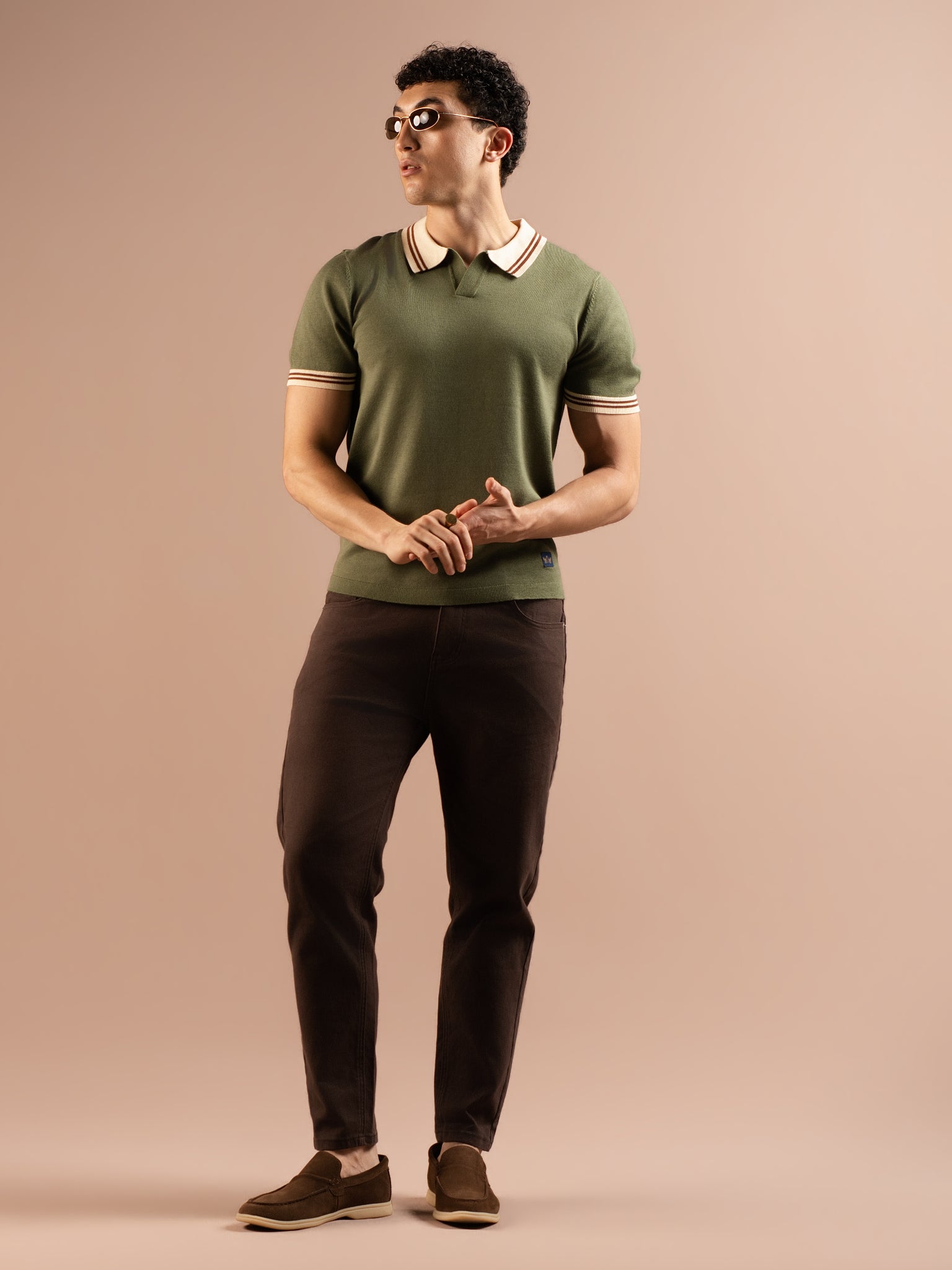 DEEDAT PORTOFINO Short Sleeve Polo Slim Fit Tees - Green