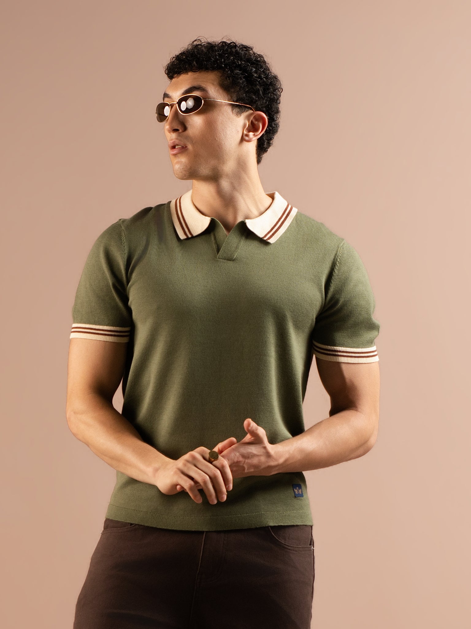 DEEDAT PORTOFINO Short Sleeve Polo Slim Fit Tees - Green
