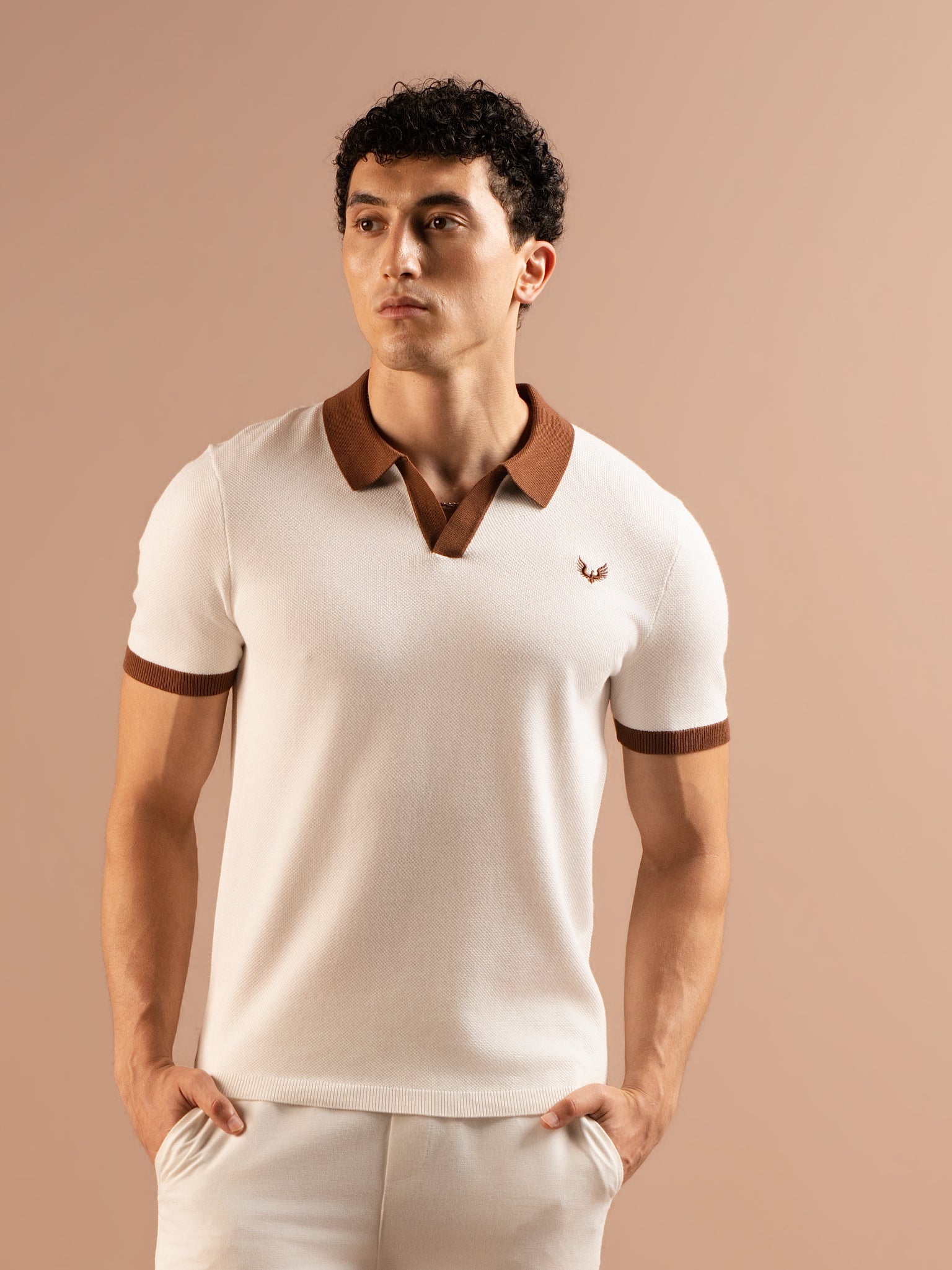 DEEDAT PORTOFINO Short Sleeve Polo Slim Fit Tees -White