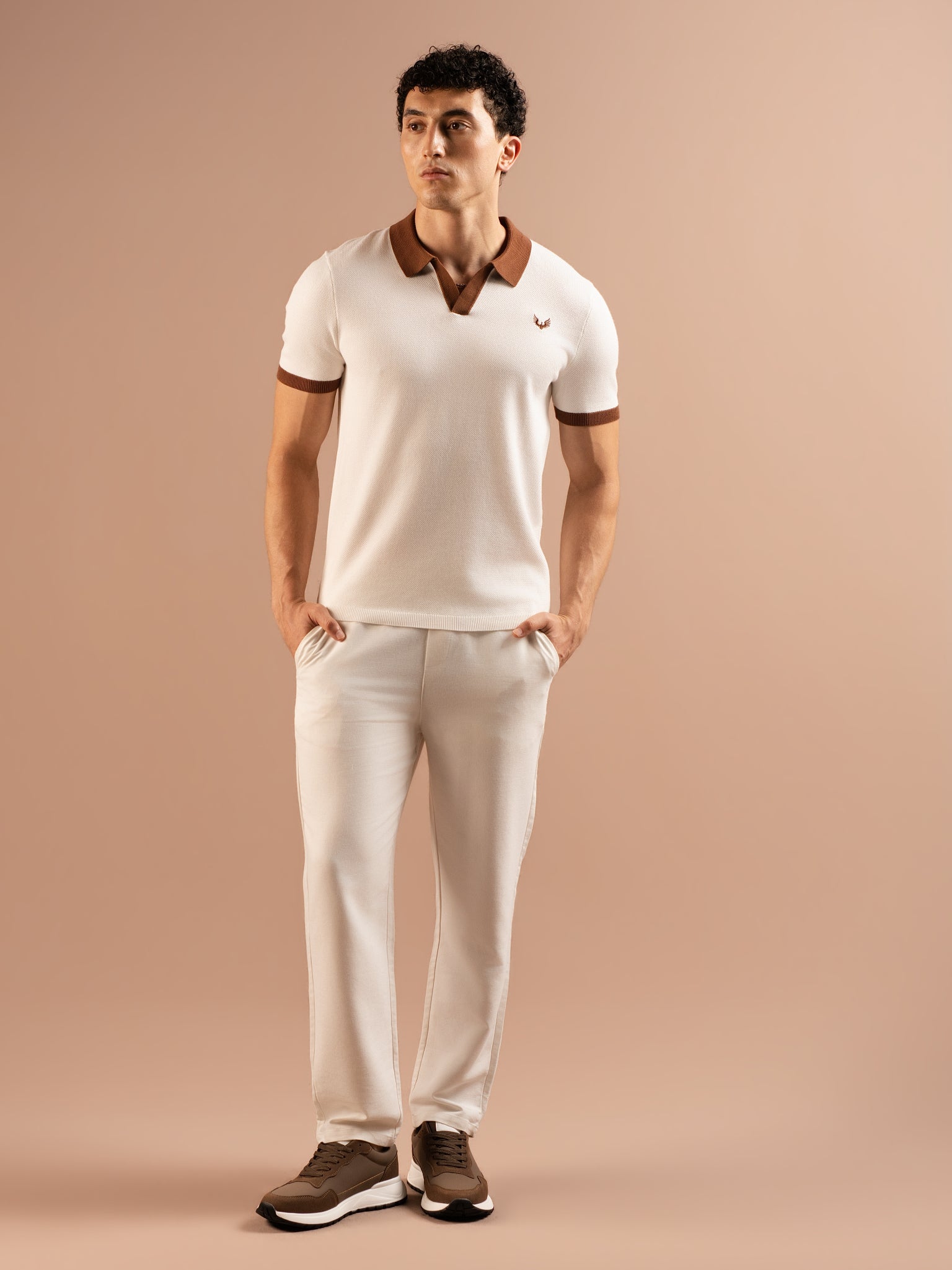DEEDAT PORTOFINO Short Sleeve Polo Slim Fit Tees -White