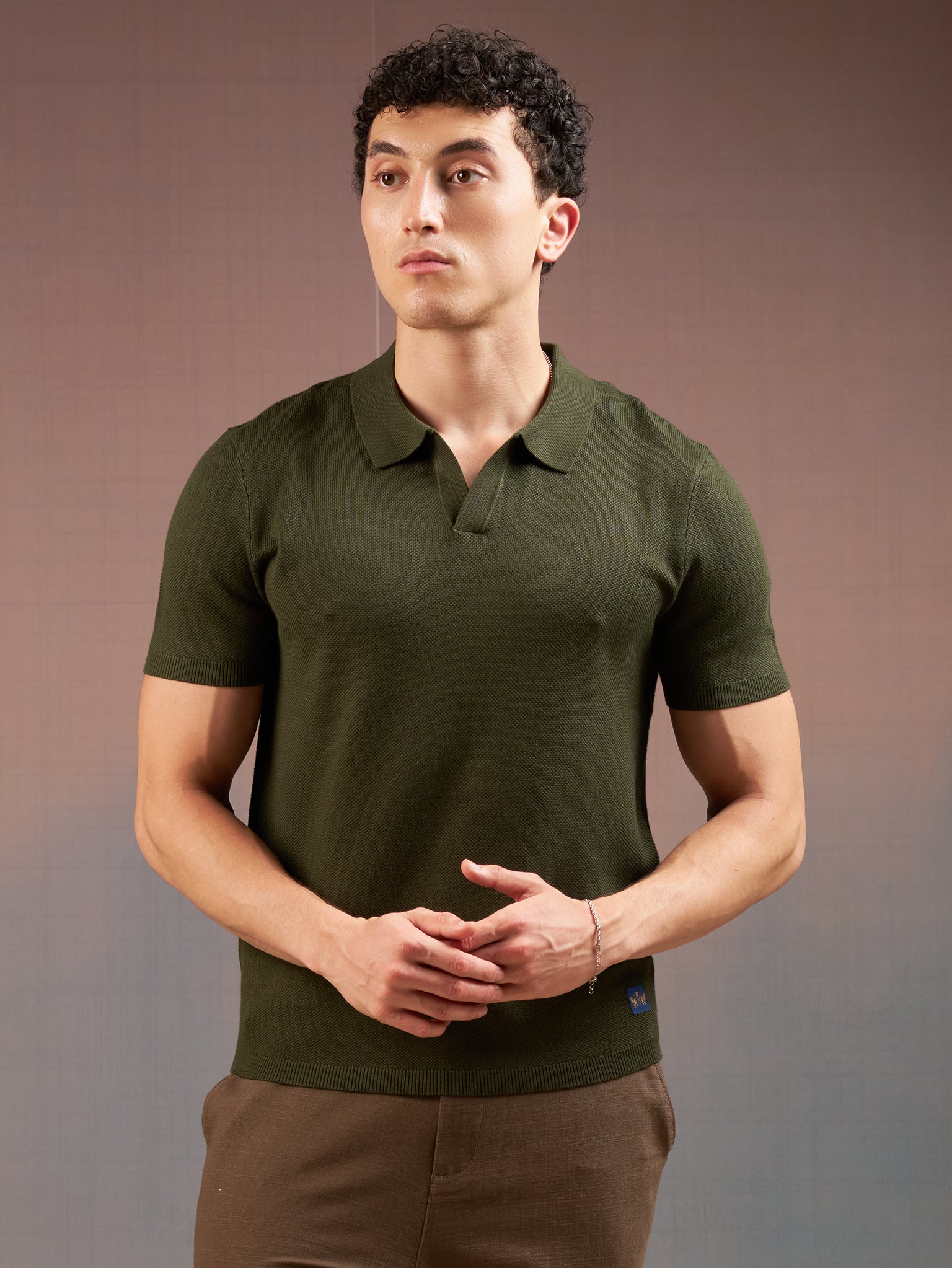 DEEDAT PORTOFINO Short Sleeve Polo Slim Fit Tees - Dark Green