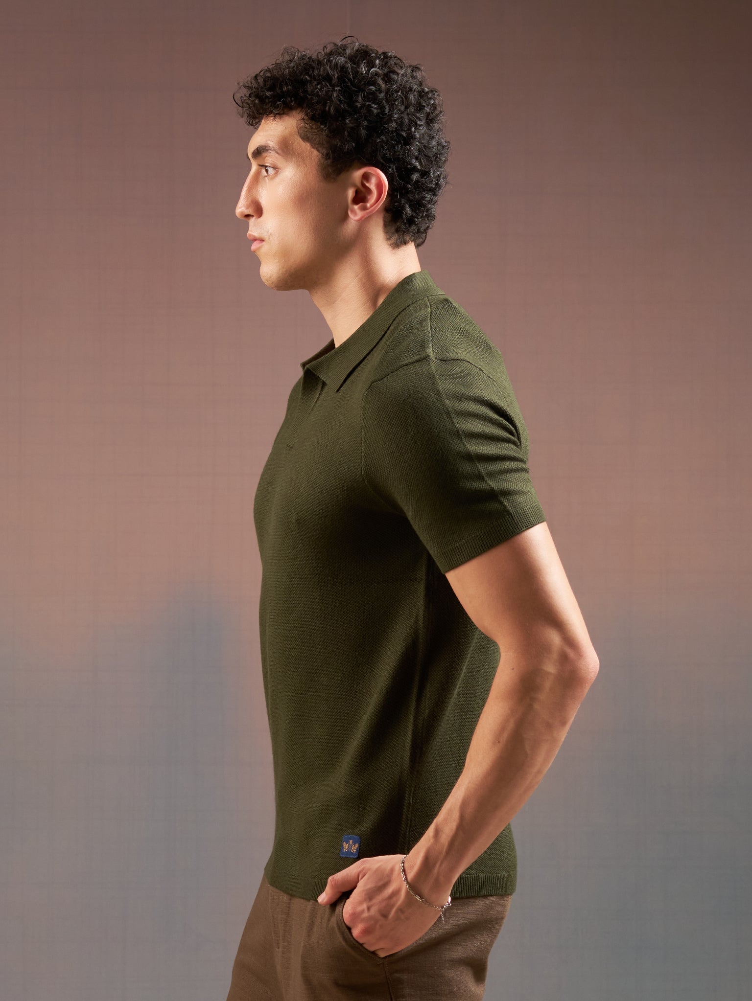 DEEDAT PORTOFINO Short Sleeve Polo Slim Fit Tees - Dark Green
