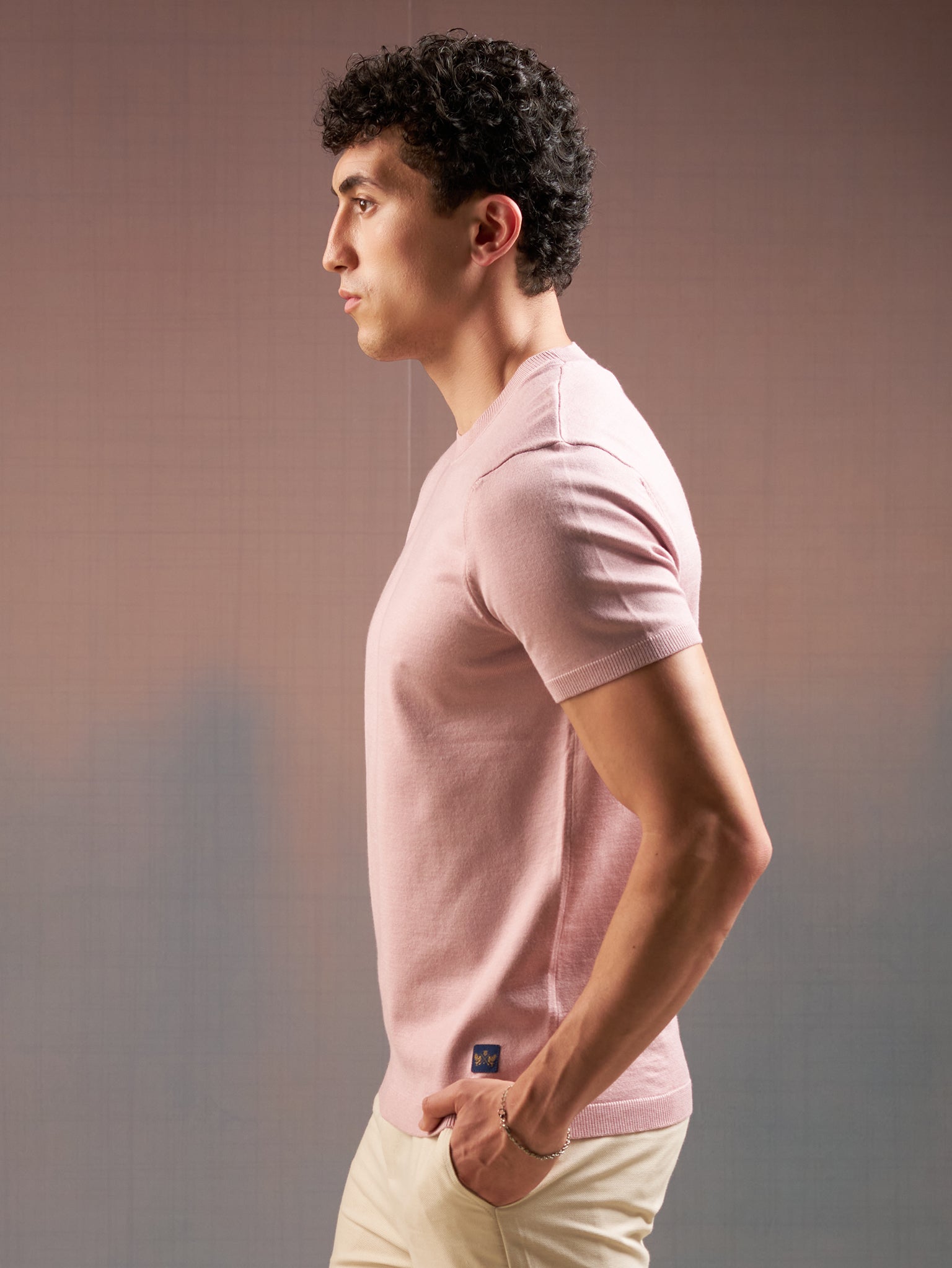 DEEDAT PORTOFINO Crew Neck Short Sleeve Slim Fit Tees - Pink
