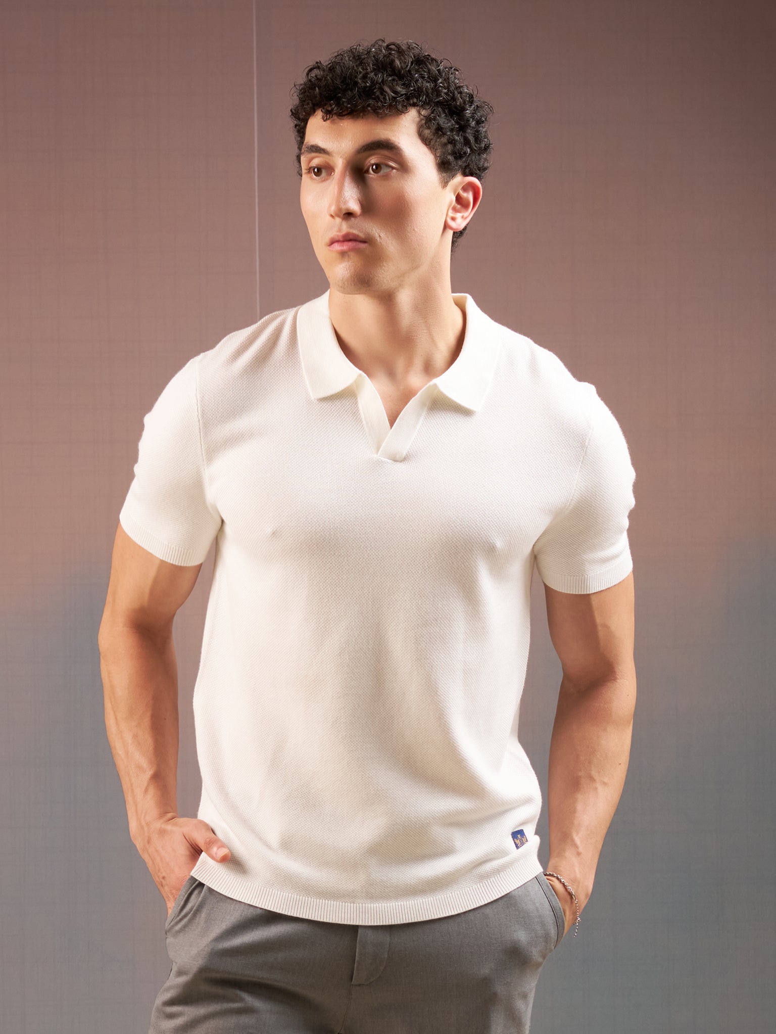 DEEDAT PORTOFINO Short Sleeve Polo Slim Fit Tees - White