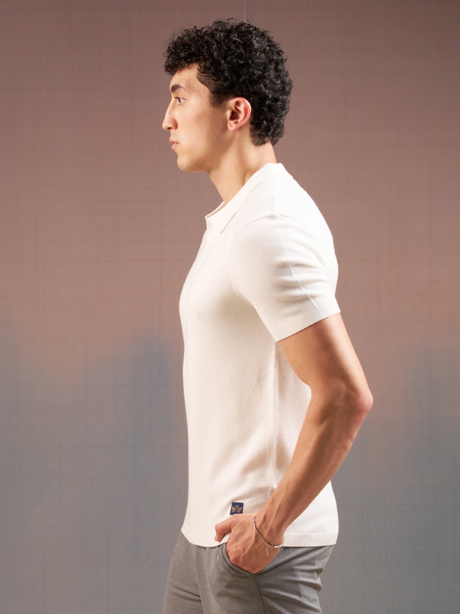 DEEDAT PORTOFINO Short Sleeve Polo Slim Fit Tees - White