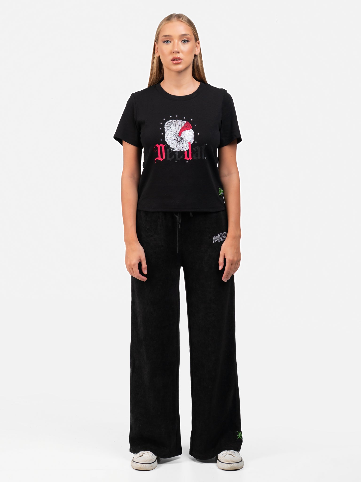 DEEDAT SICKO MODE Crew Neck Short Sleeve Screen Print Tee - Black