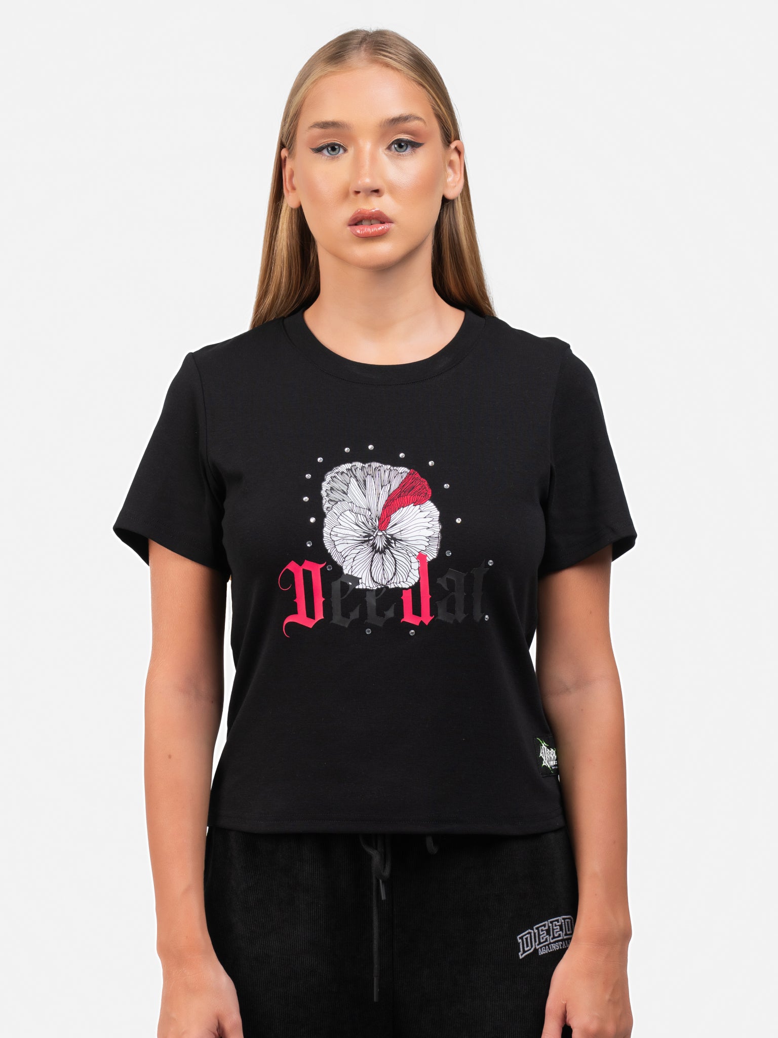 DEEDAT SICKO MODE Crew Neck Short Sleeve Screen Print Tee - Black