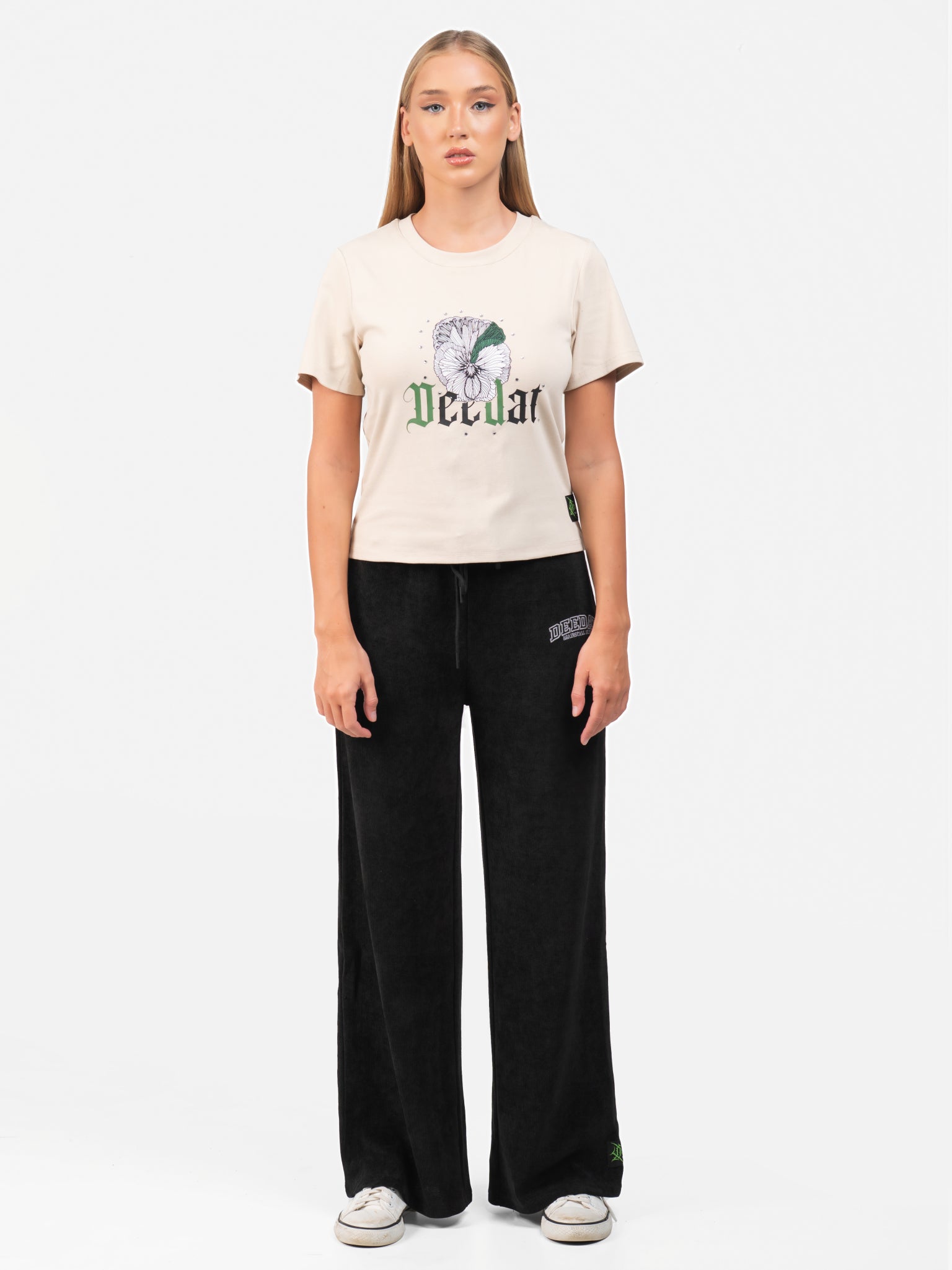 DEEDAT SICKO MODE Crew Neck Short Sleeve Screen Print Tee - Beige