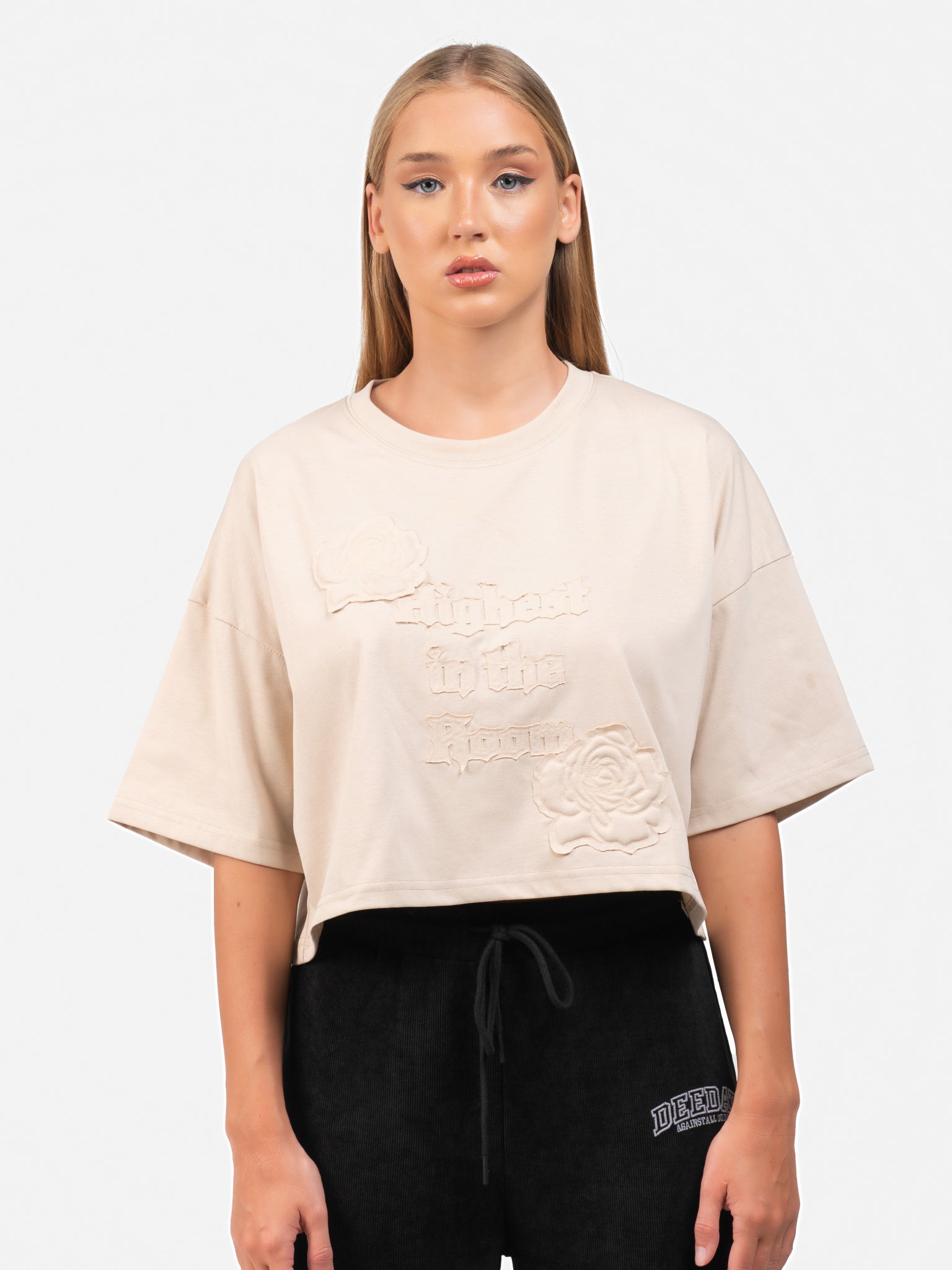 DEEDAT SICKO MODE Crew Neck Short Sleeve Tee - Beige