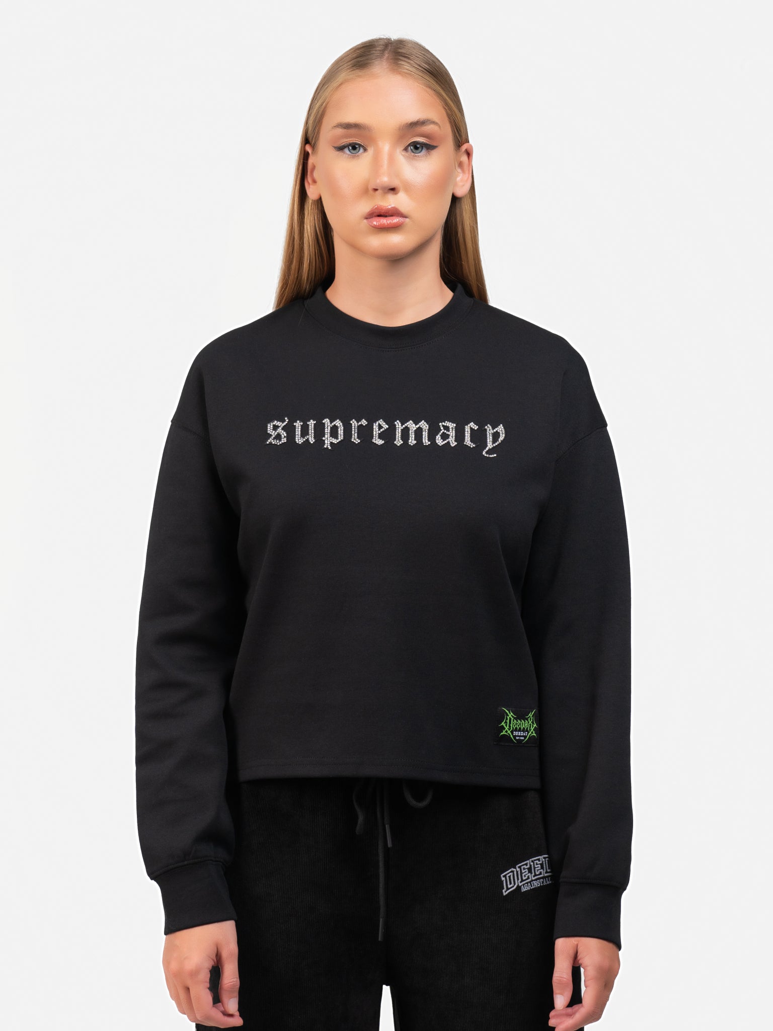 DEEDAT SICKO MODE Crew Neck Long Sleeve Tee - Black