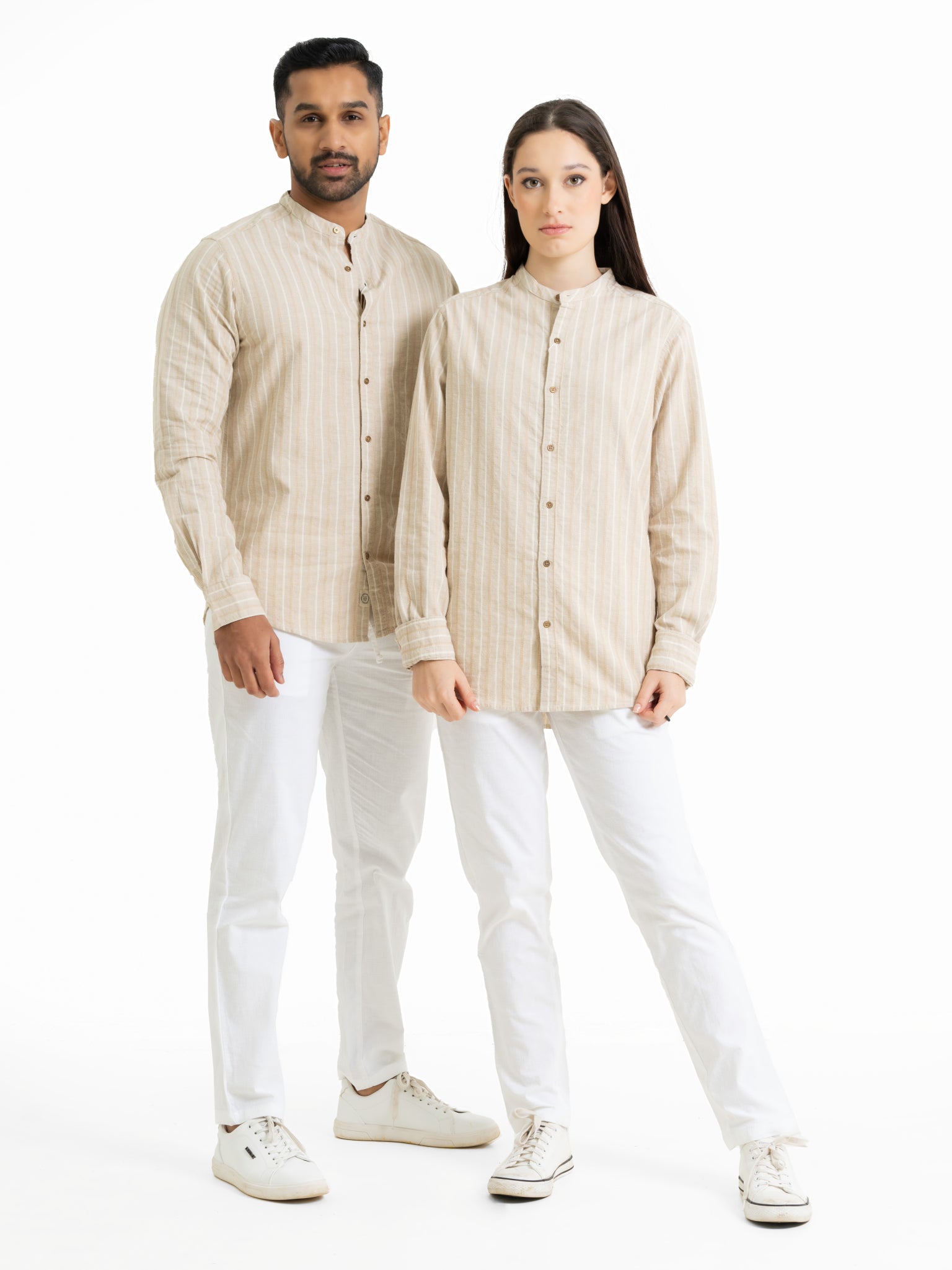 DEEDAT TUSCAN HUES Regular Fit Long Sleeve Casual Shirt - Beige