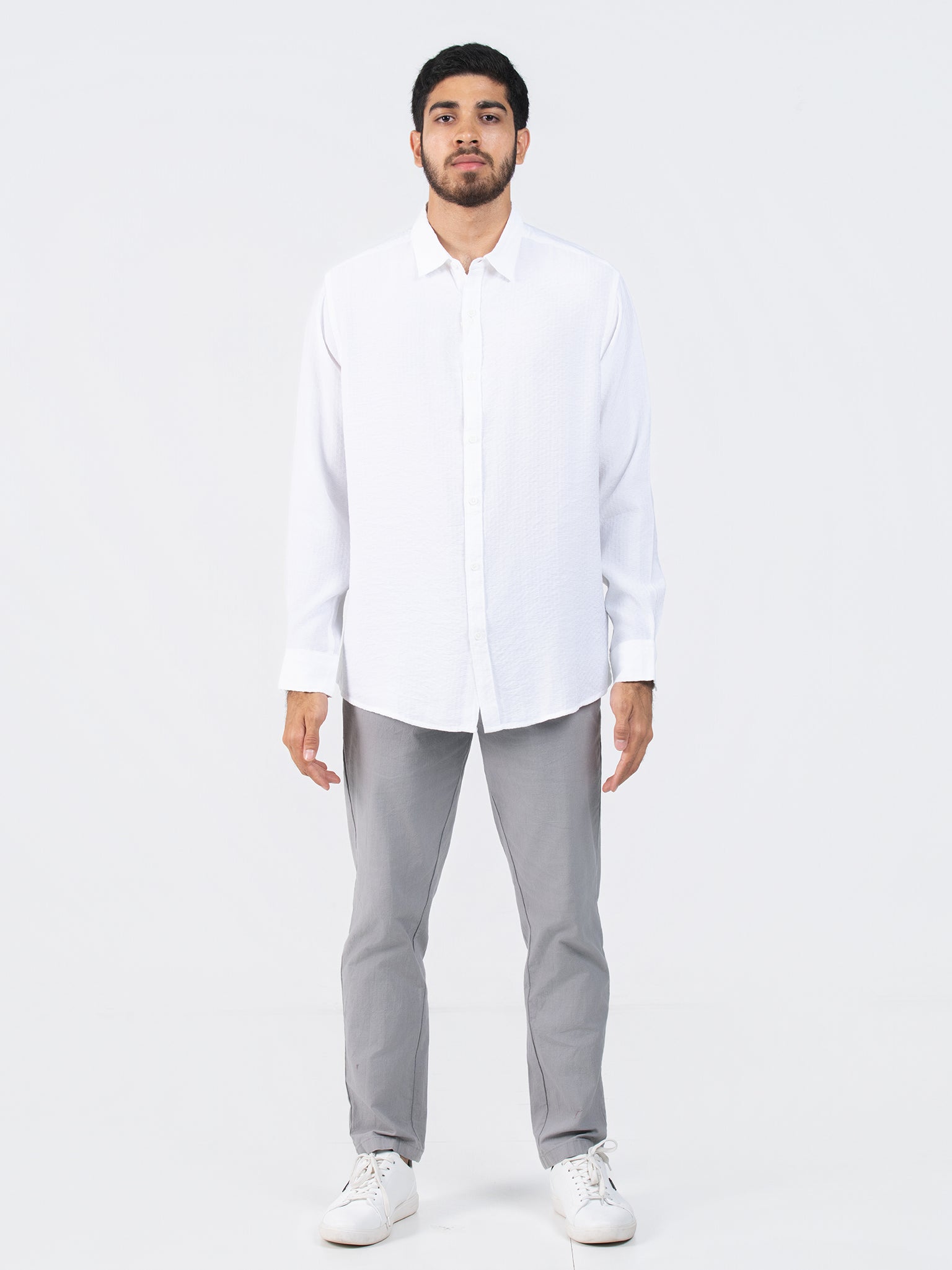 DEEDAT Regular Fit Long Sleeve Casual Shirt - White