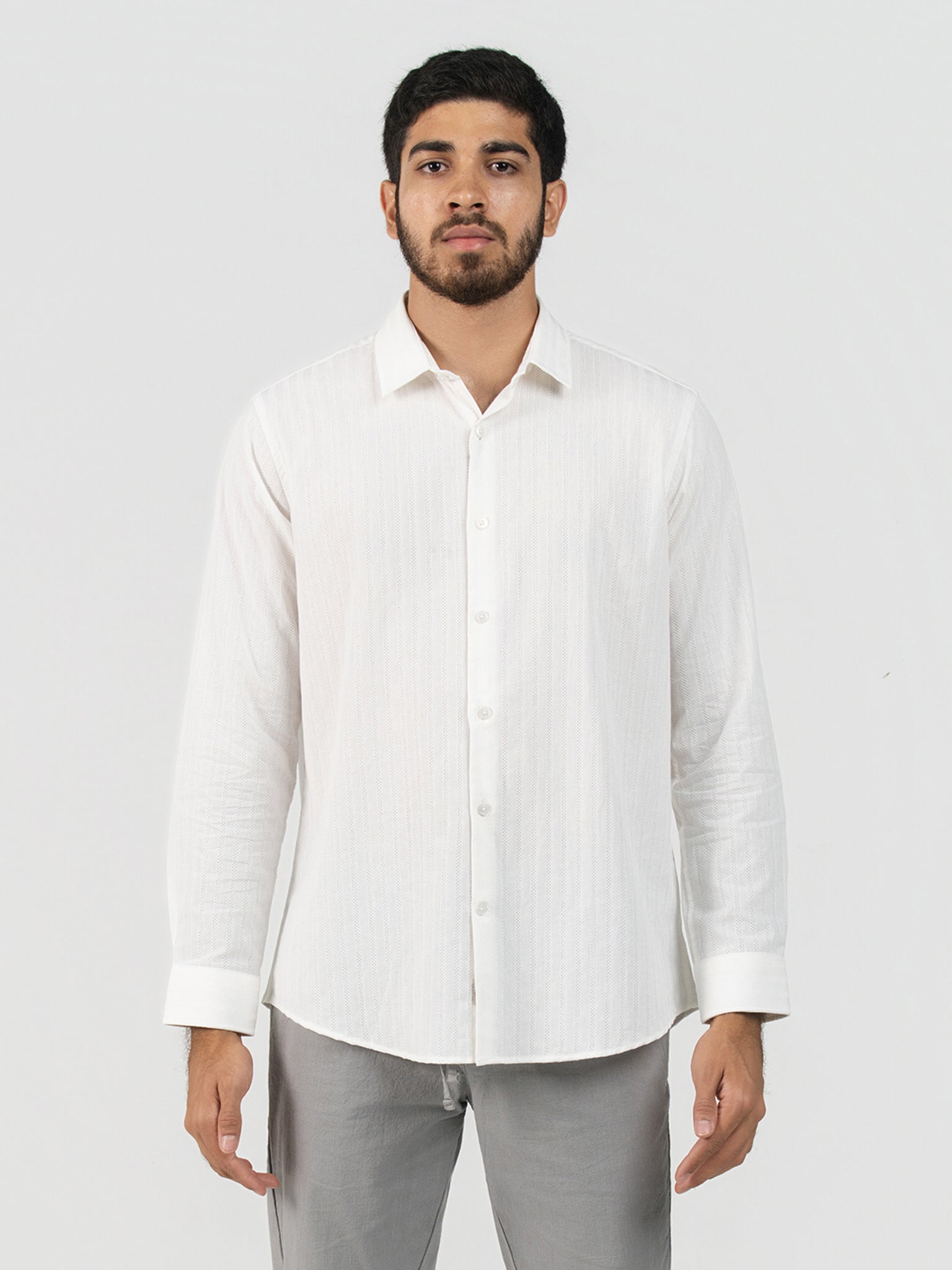 DEEDAT Regular Fit Long Sleeve Casual Shirt - White