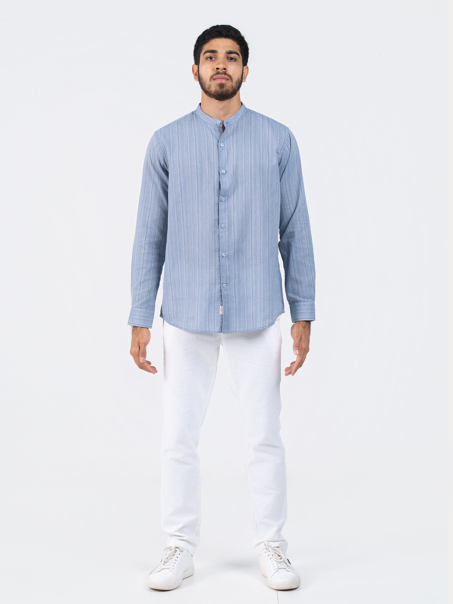 DEEDAT TUSCAN HUES Regular Fit Long Sleeve Casual Shirt - Blue