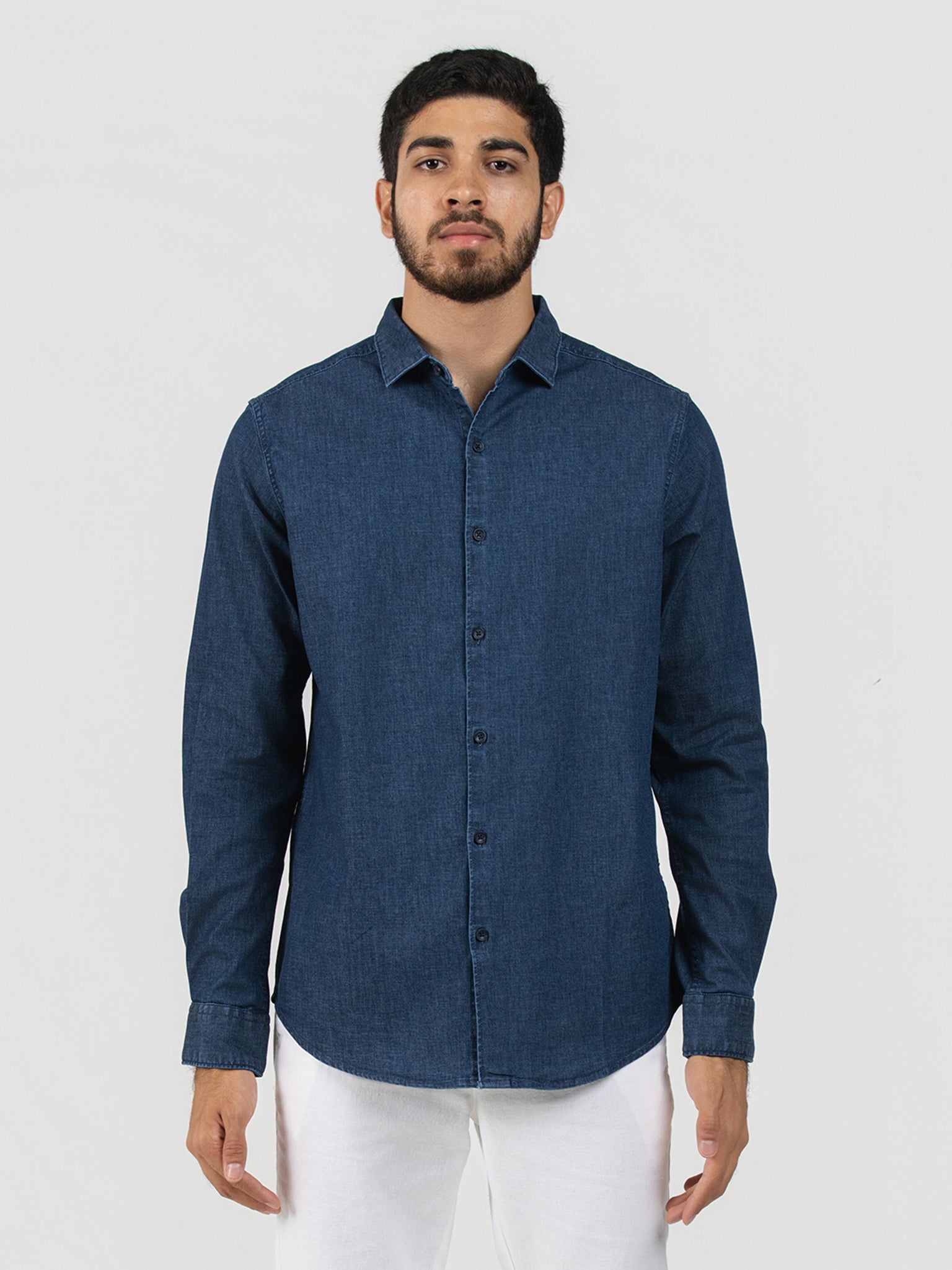 DEEDAT Slim Fit Long Sleeve Shirt - Danim Blue