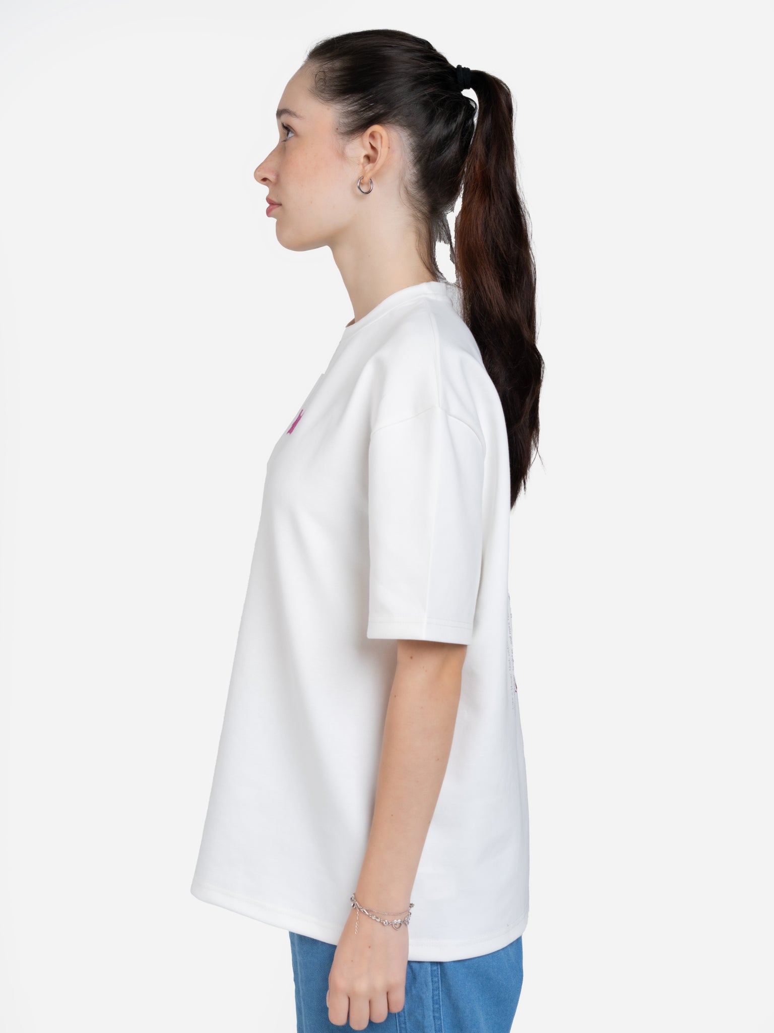 DEEDAT Euphoric Short Sleeve Oversized Crew Neck Tee - White