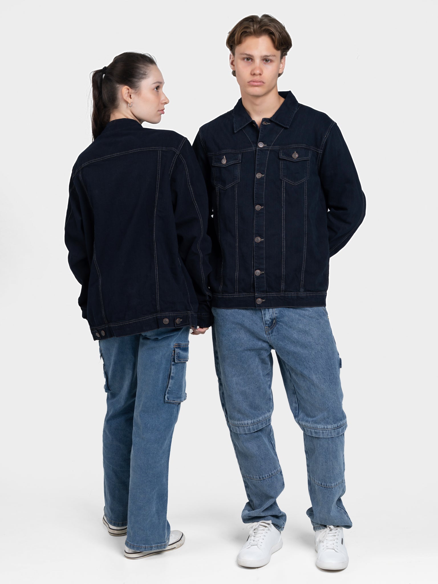 DEEDAT Regular Fit Long Sleeve Denim Jacket - Black