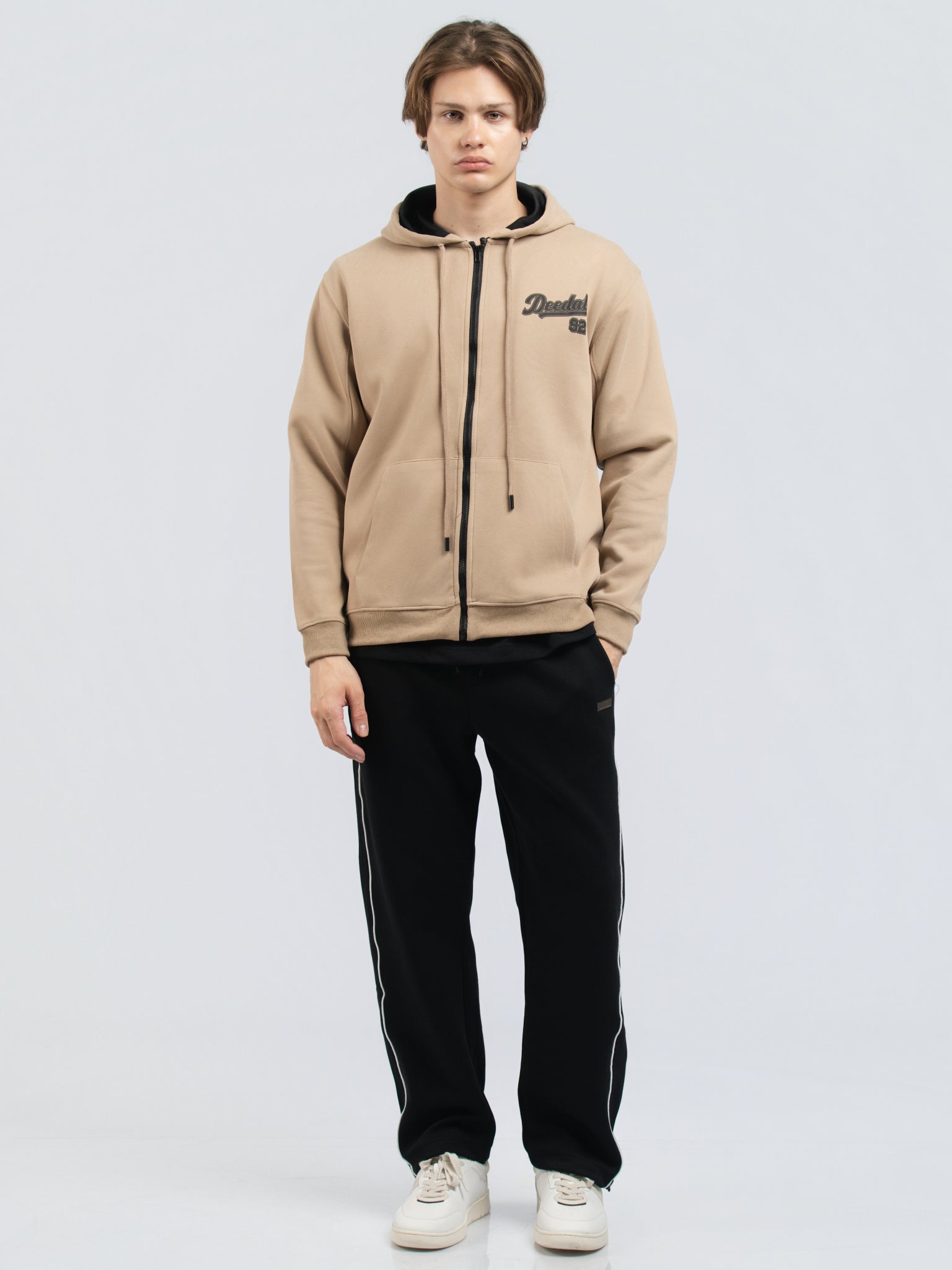 DEEDAT Oversized Long-Sleeve Hoodie - Beige
