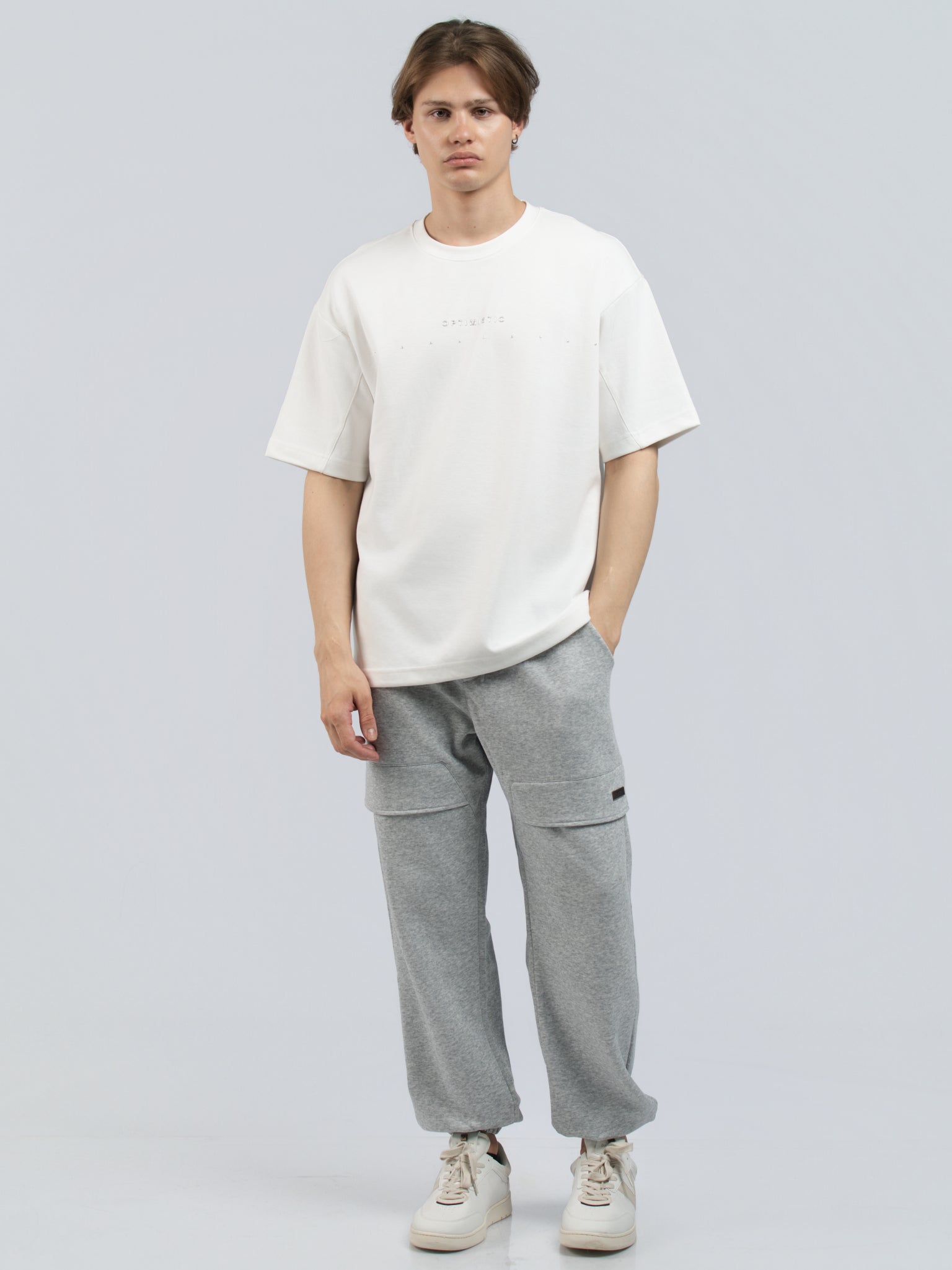 DEEDAT MNML WRLD MAVERICK Oversized Tee Shirt - White