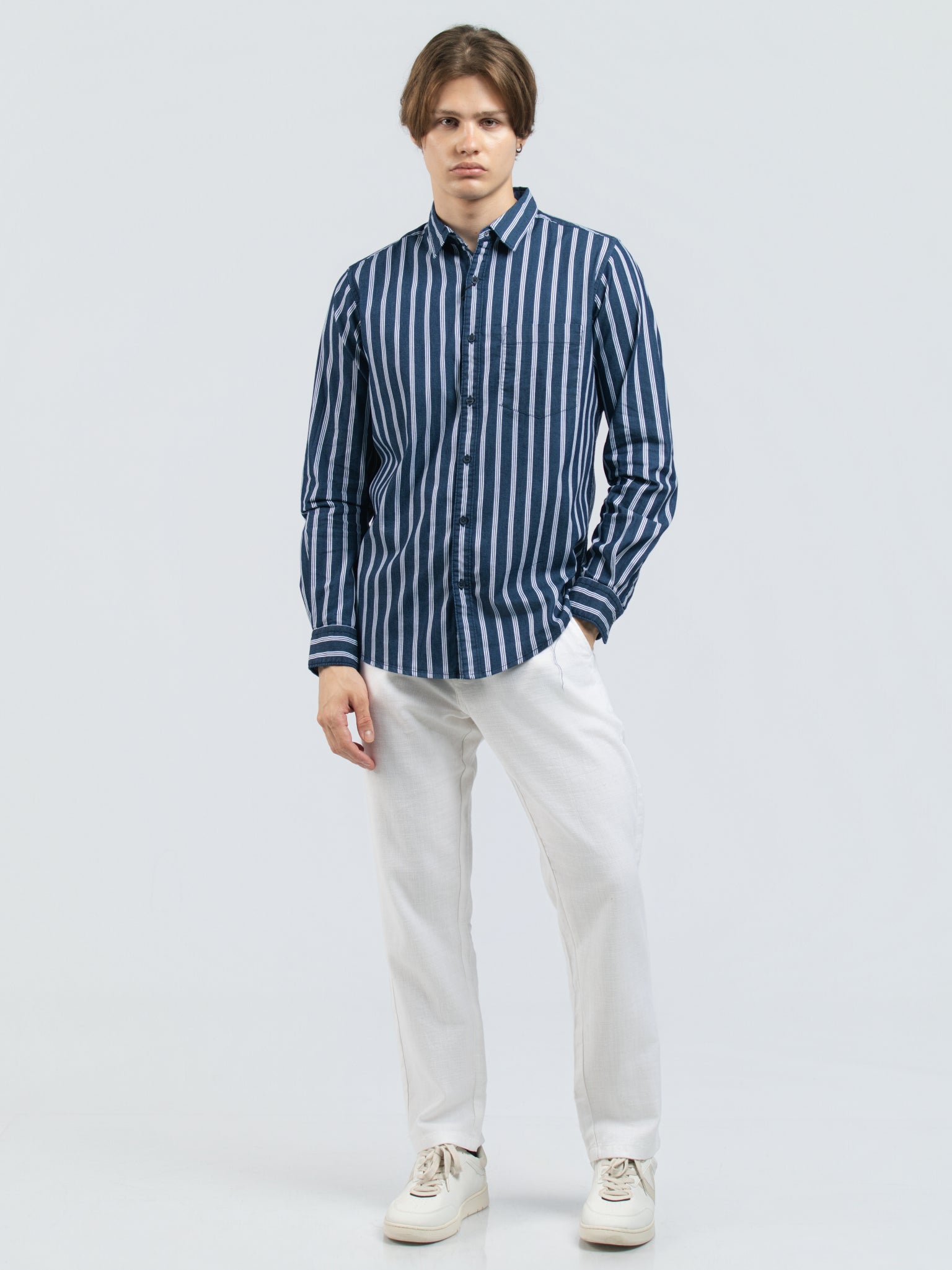 DEEDAT Standard Hem Slim Fit Casual Pant - White