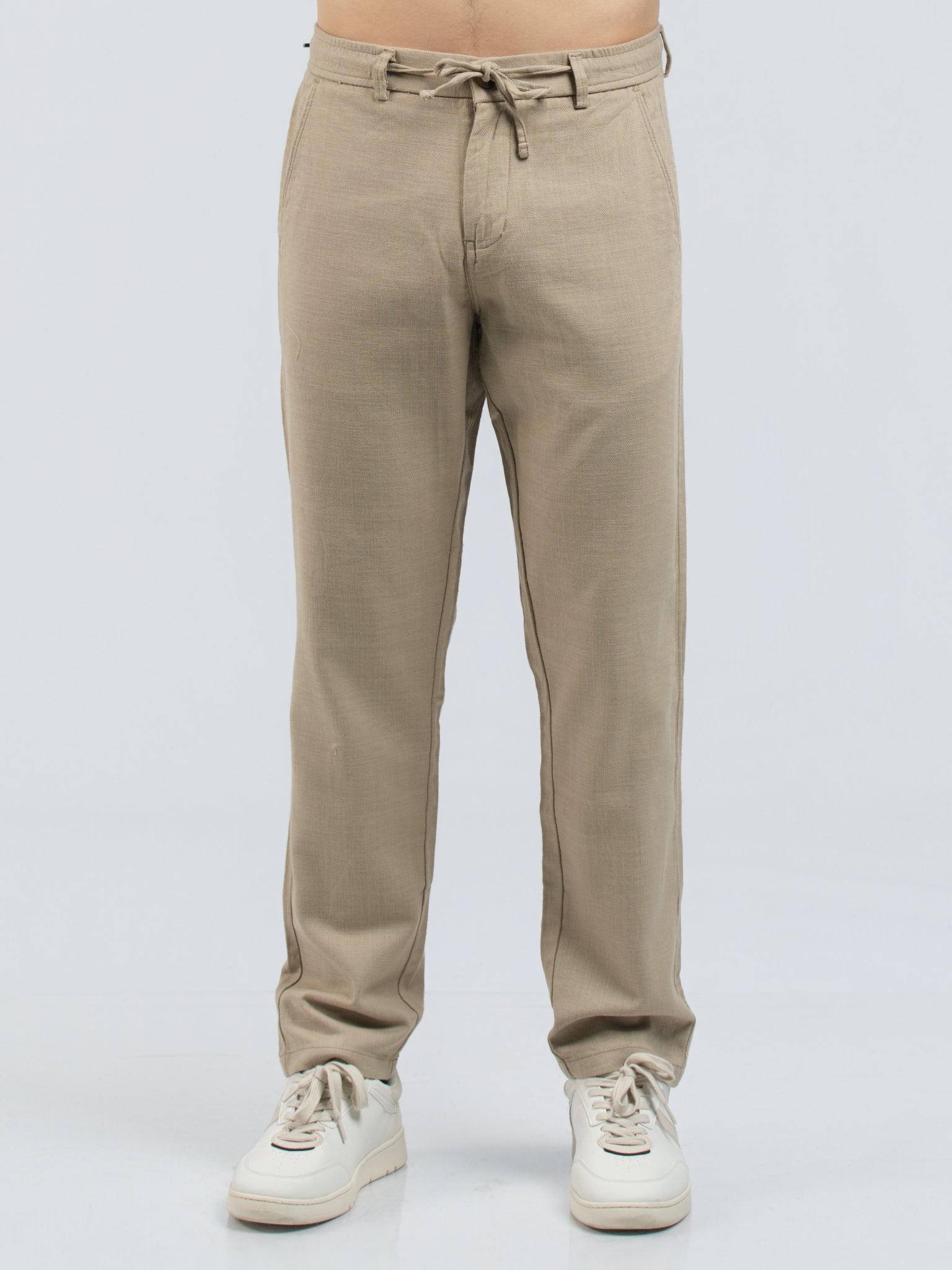 DEEDAT Standard Hem Slim Fit Casual Pant - Khaki