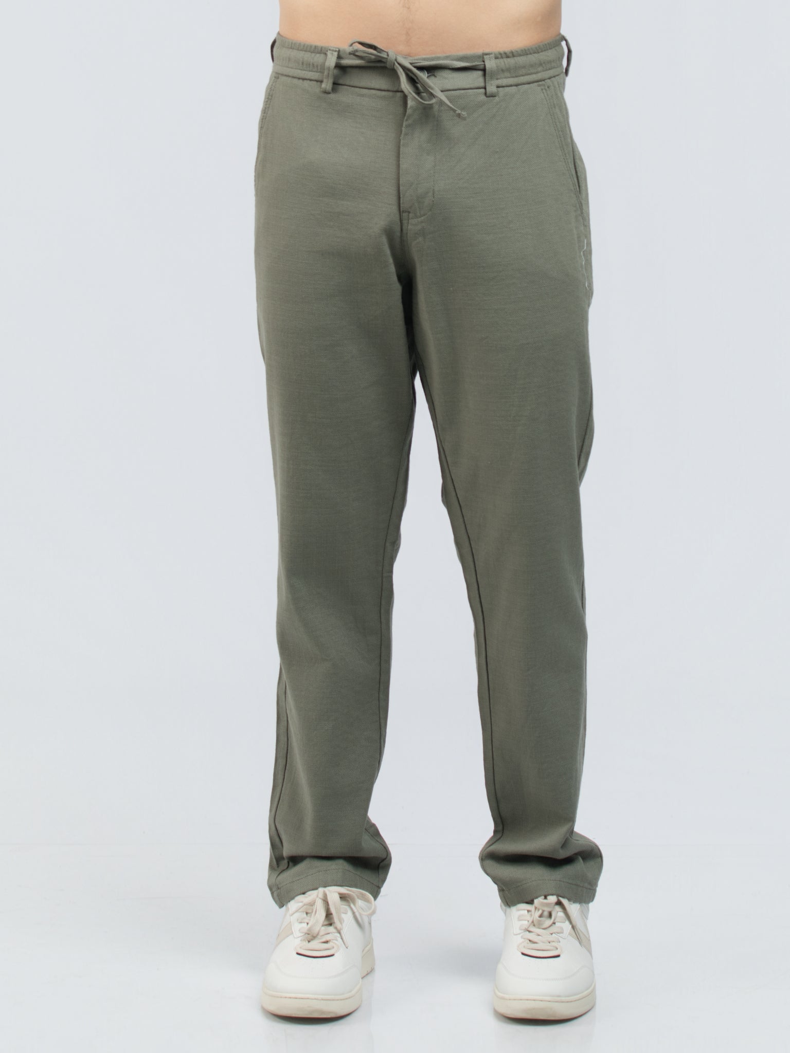 DEEDAT Standard Hem Slim Fit Casual Pant - Olive