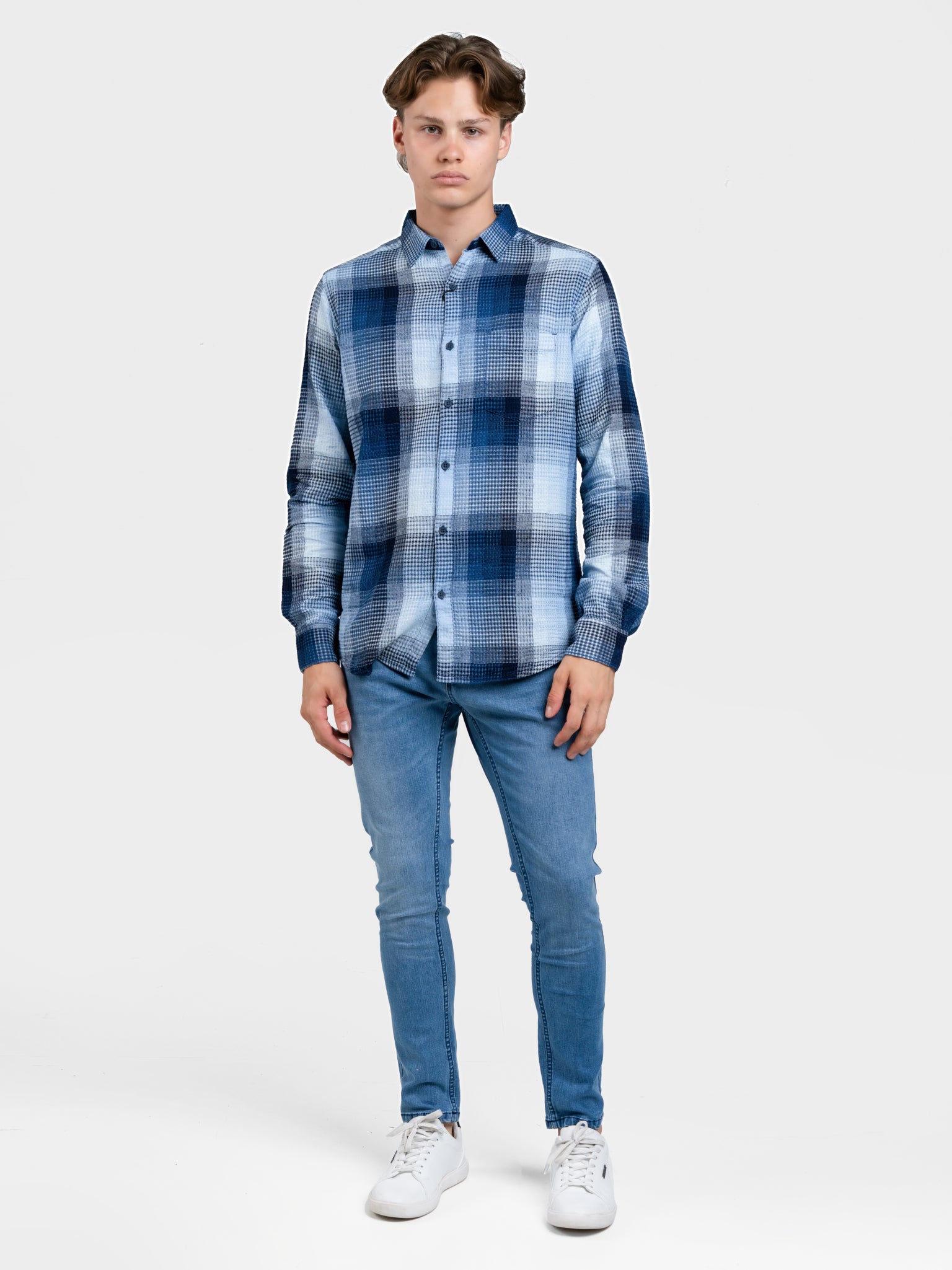 DEEDAT Slim Fit Long Sleeve Shirt - Blue