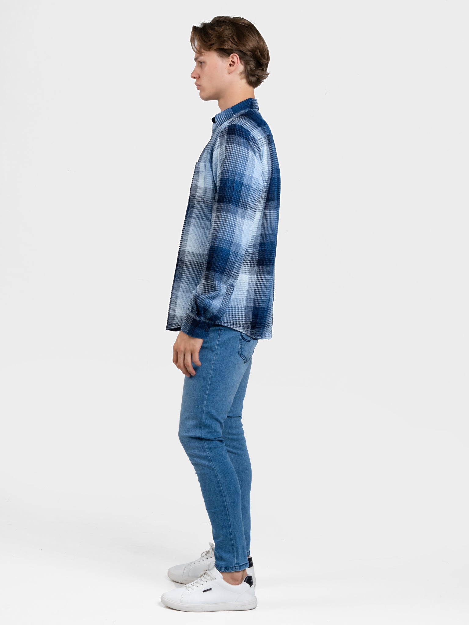 DEEDAT Slim Fit Long Sleeve Shirt - Blue