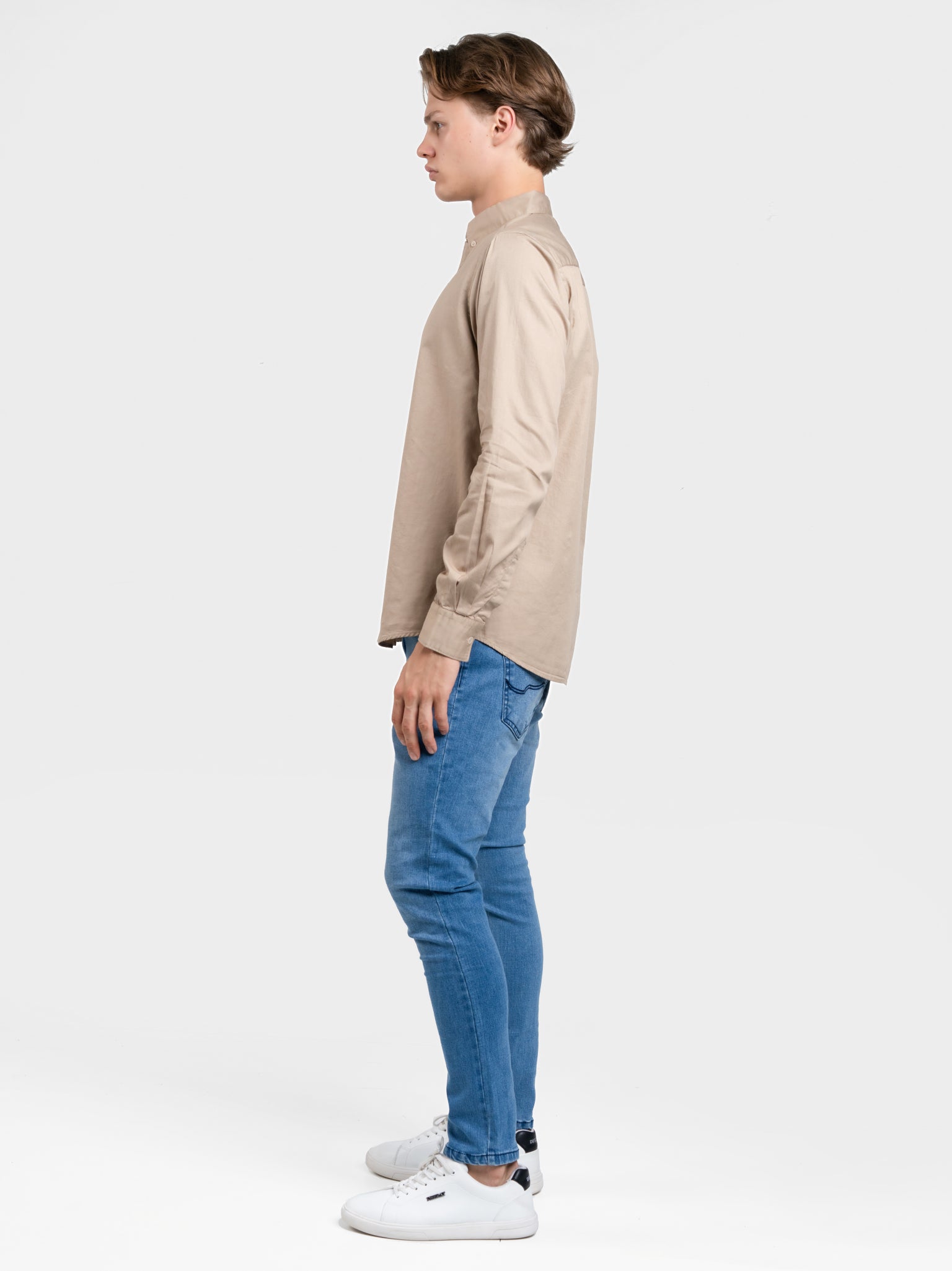 DEEDAT Slim Fit Long Sleeve Shirt - Beige