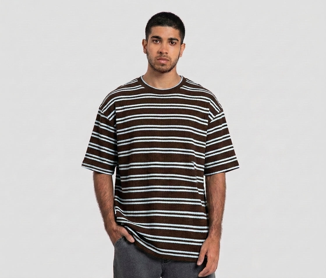 DEEDAT NATURE VERSE Oversized Tee - Coffee \ Blue