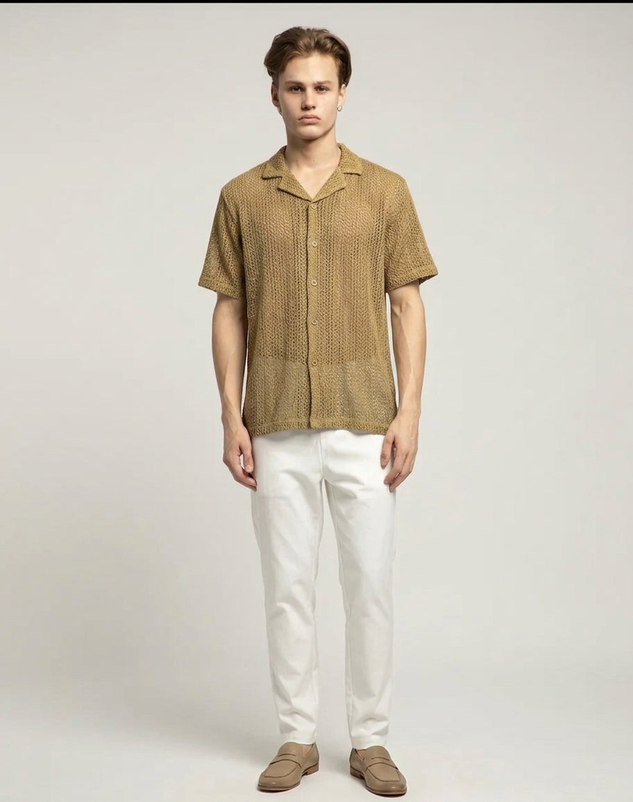 DEEDAT NATURE VERSE Men's Regular Fit Casual Shirt - Khaki