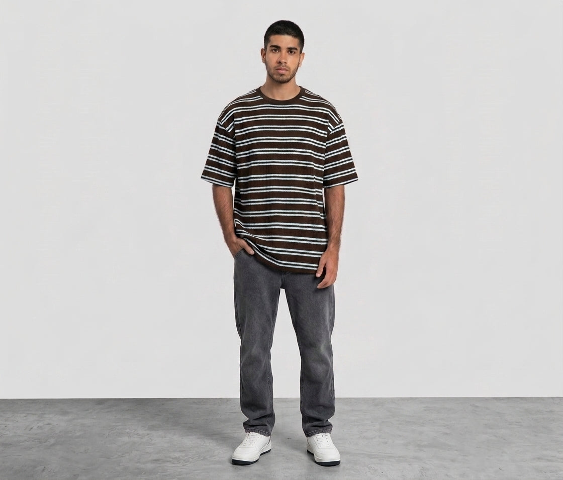 DEEDAT NATURE VERSE Oversized Tee - Coffee \ Blue