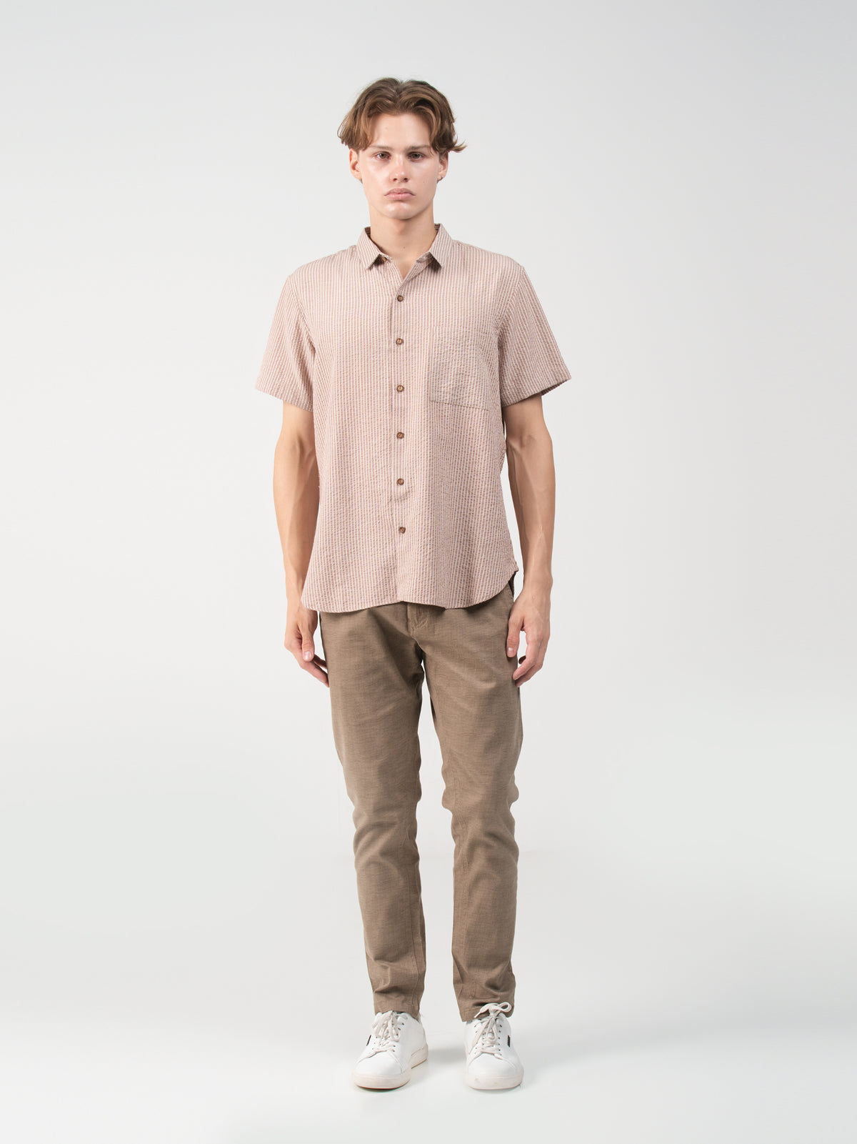 DEEDAT PORTOFINO Tapered Fit Casual Trouser - Beige