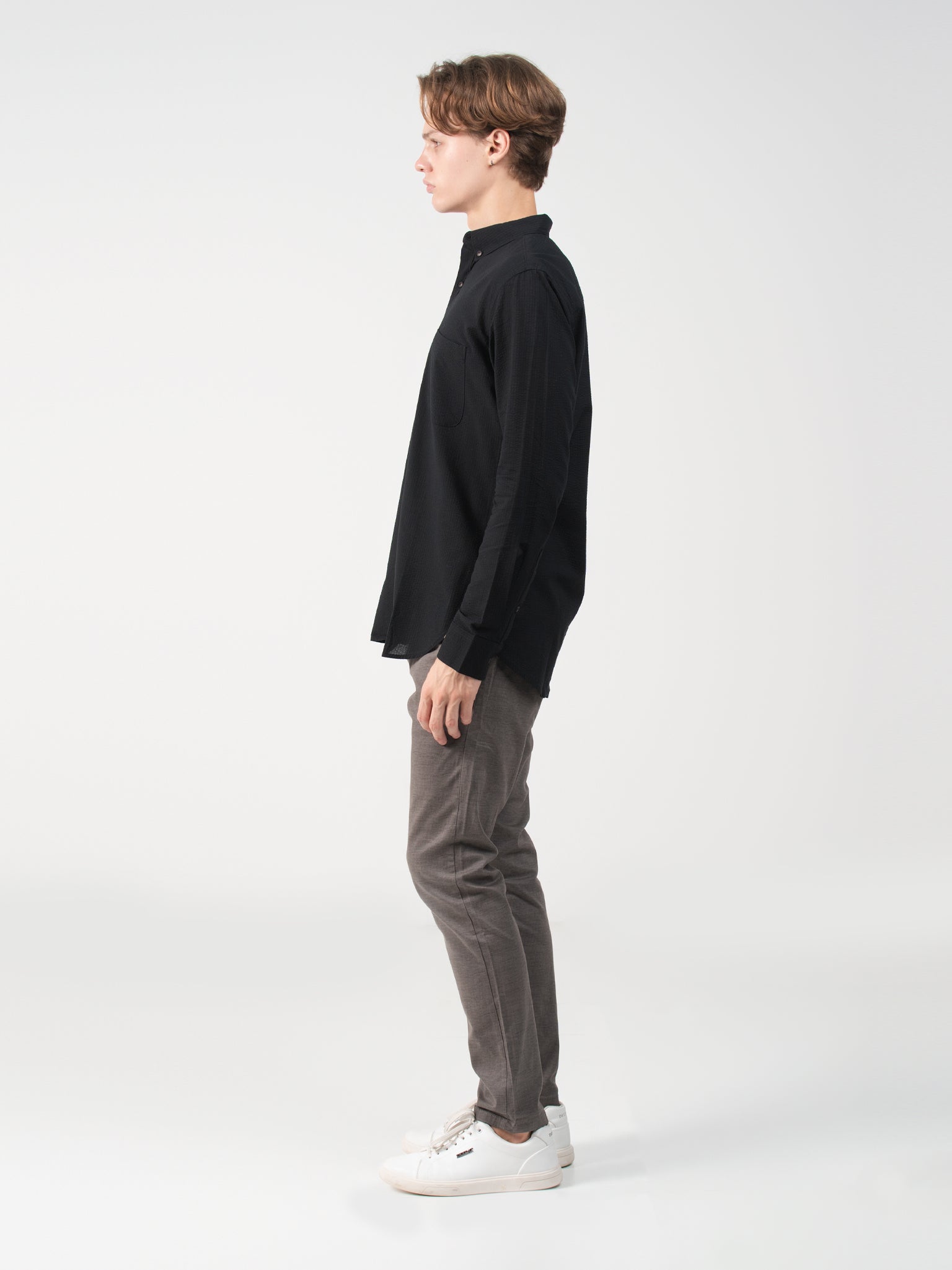 DEEDAT Slim Fit Long Sleeve Shirt - Black
