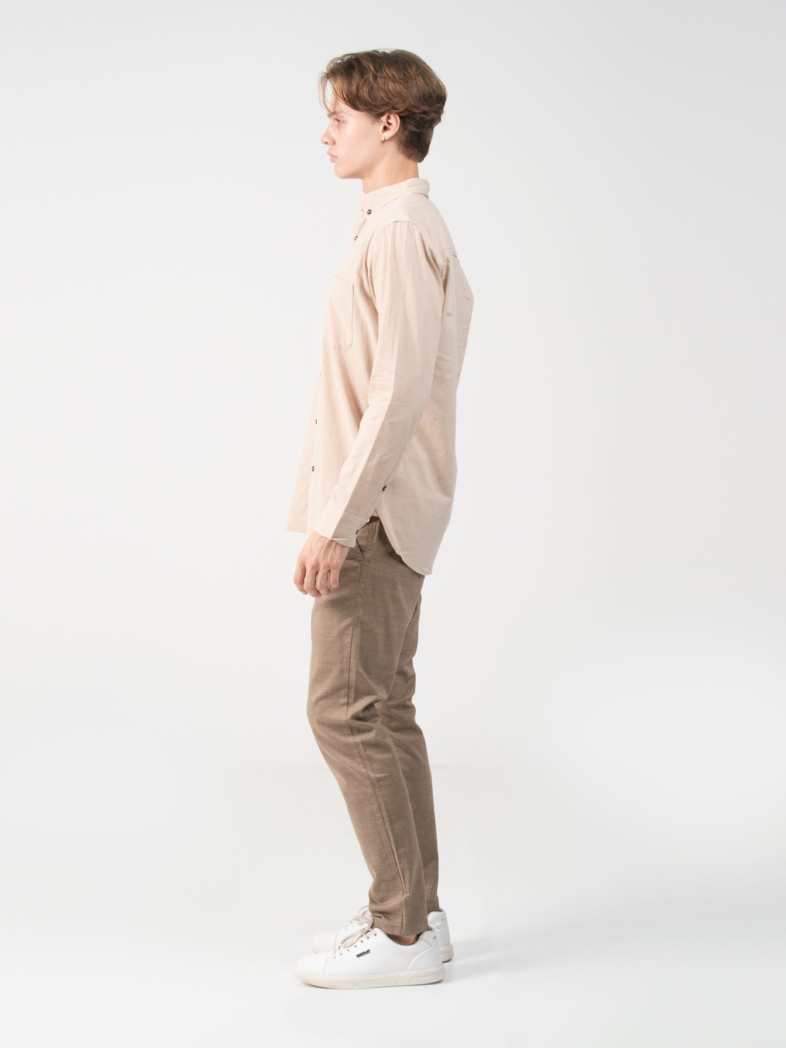DEEDAT Slim Fit Long Sleeve Shirt - Beige