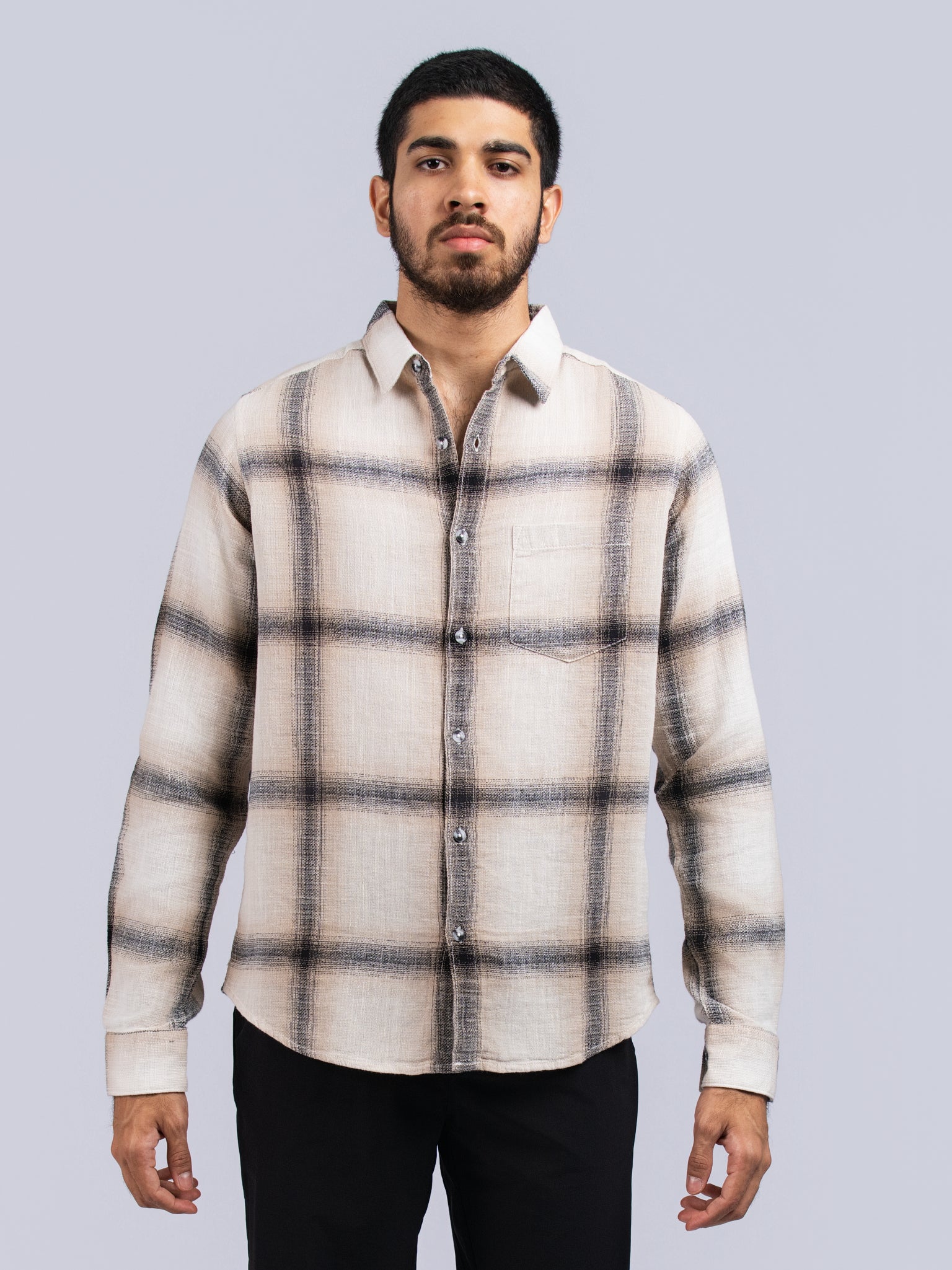 DEEDAT Slim Fit Long Sleeve Shirt - Beige