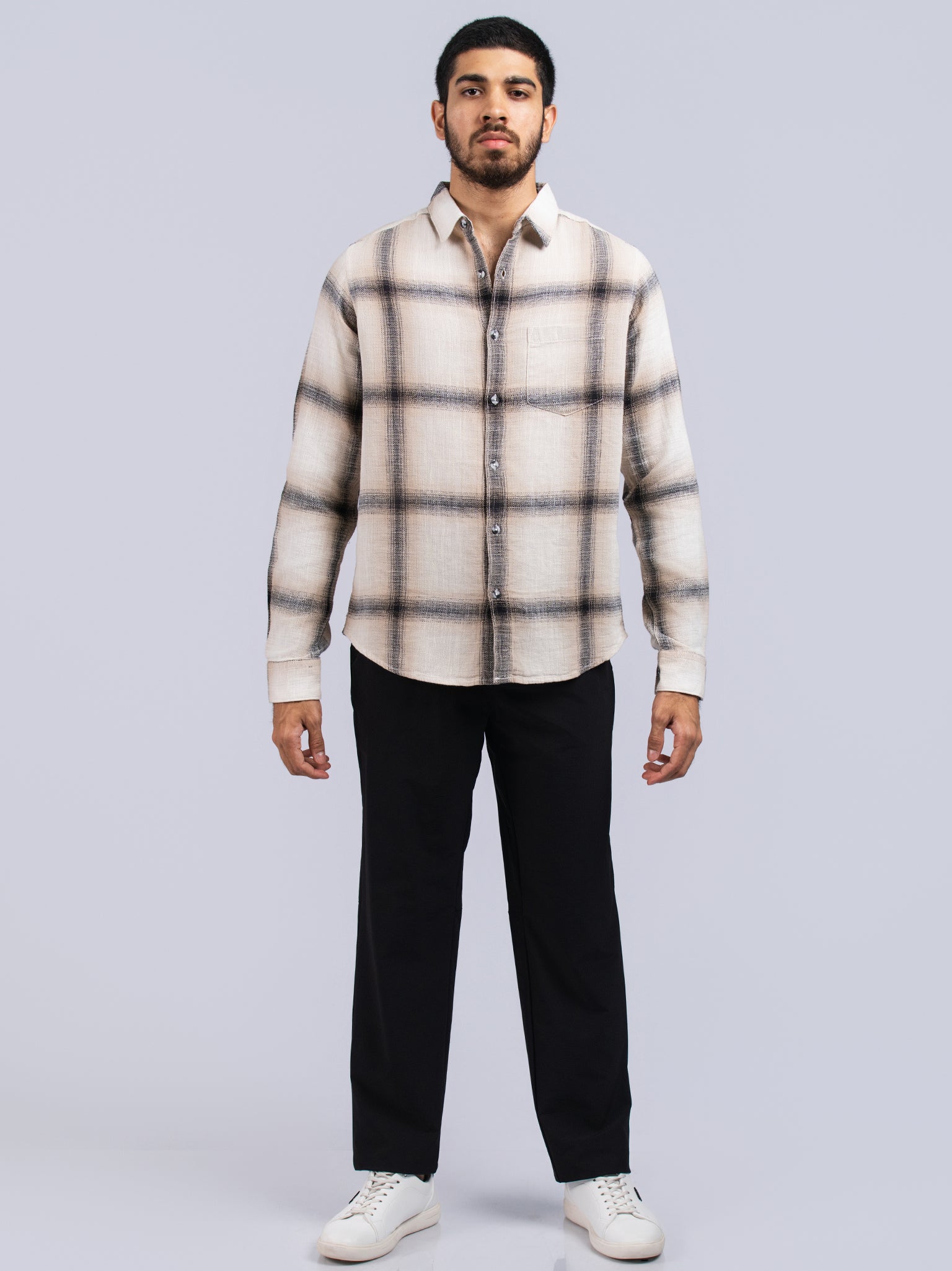 DEEDAT Slim Fit Long Sleeve Shirt - Beige
