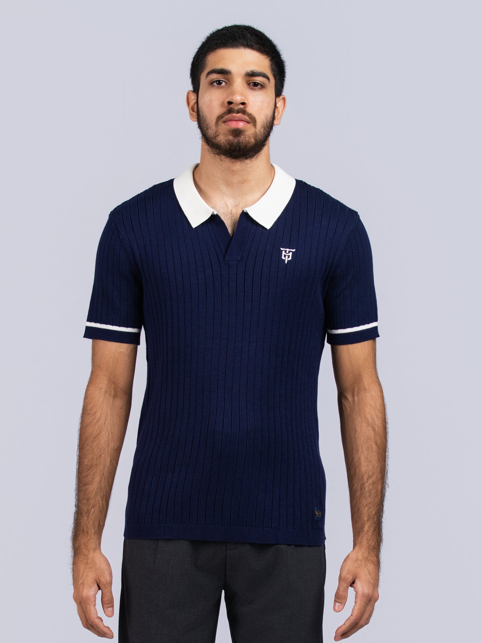 DEEDAT PORTOFINO Slim Fit Polo Tee Shirt - Navy
